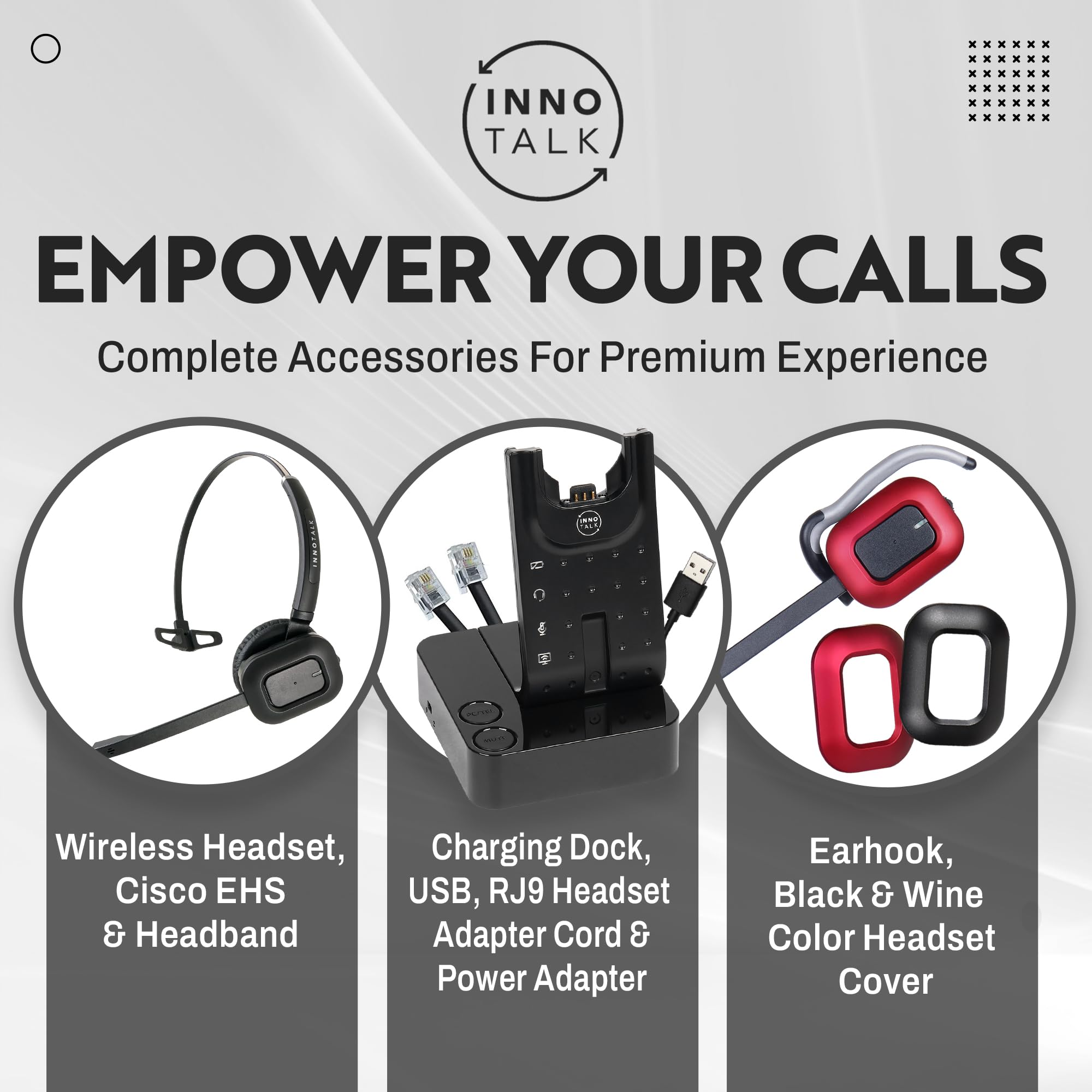 INNOTALK Wireless Headset for Computer & Desk Phone - Compatible with Cisco 8961/9951/9971 Phones + Remote HookSwitch Device | Hands-Free Office Communication for Call Centers & Remote Work