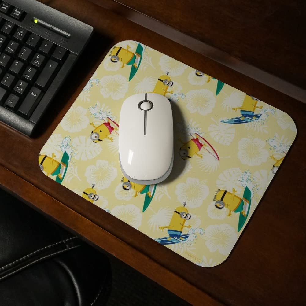Minions Surf Pattern Low Profile Thin Mouse Pad - Non-Slip Gaming & Office Desk Mat for Computer, Laptop - Perfect for Work, Gaming & Home Use