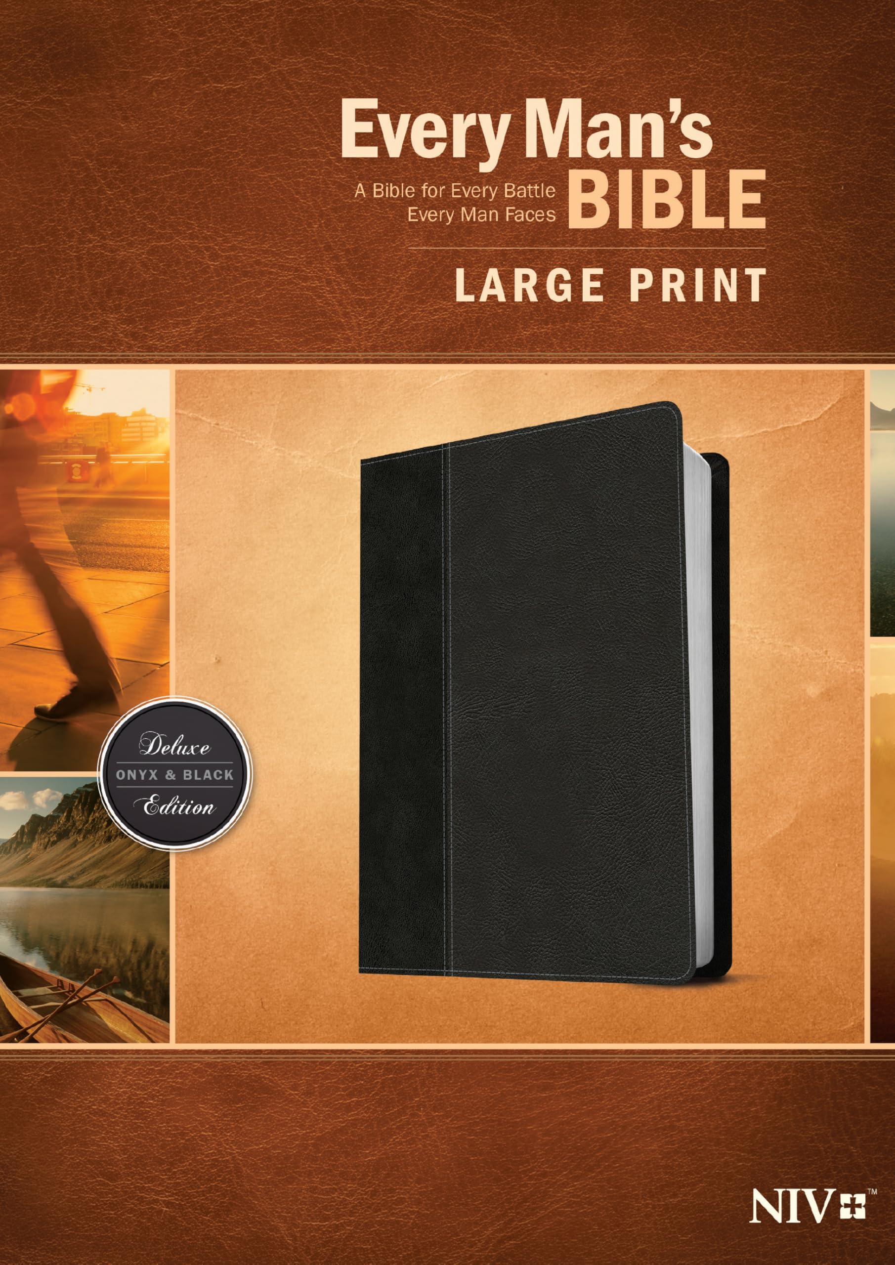 Every Man's Bible NIV, Large Print, TuTone LeatherLike (Onyx/Black) - Study Bible for Men with Devotional Notes, Book Introductions & 44 Charts - Perfect for Personal Study, Small Groups & Men's Ministry