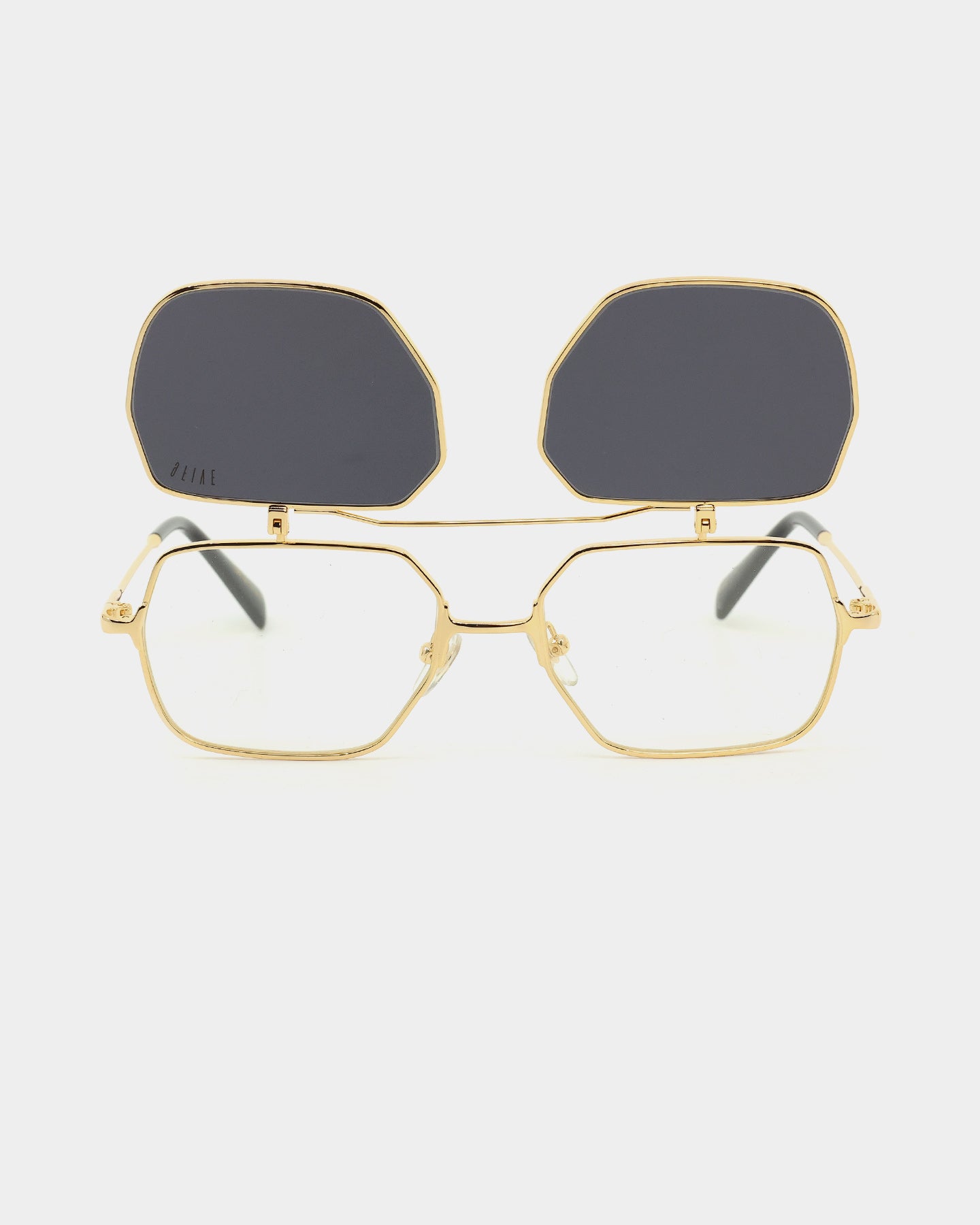 9FIVE Clarity Flip Up Sunglasses - Black/Gold Polarized Lenses for Outdoor Sports & Driving - UV Protection, Stylish & Durable Eyewear for Men & Women