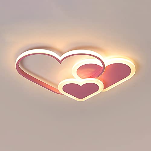 LITFAD Heart-Shaped LED Flush Mount Ceiling Light - Pink Modern Kids Room Lighting for Bedroom & Nursery, Warm White Light - Perfect for Children's Bedrooms, Playrooms & Daycare Centers