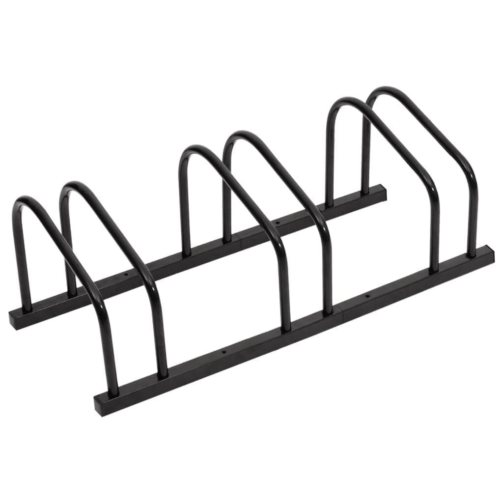 YAFF Heavy Duty Bike Storage Rack for 3 Bikes - Adjustable Indoor/Outdoor Bicycle Parking Stand - Galvanized Steel Black Floor Mount - Perfect for Garage, Patio & Apartment Storage
