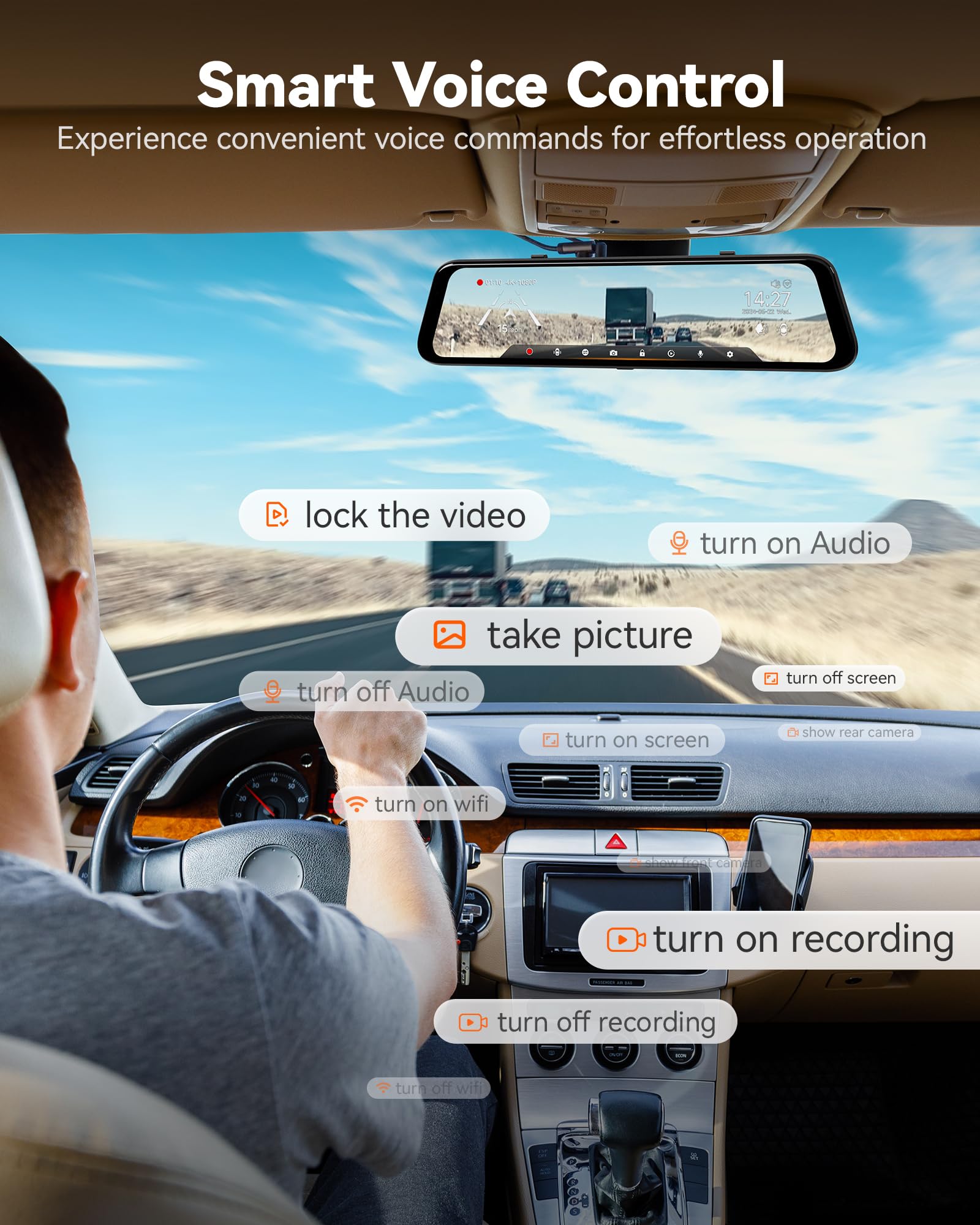 WOLFBOX G850 PRO 4K Mirror Dash Cam with ADAS & BSD - 12