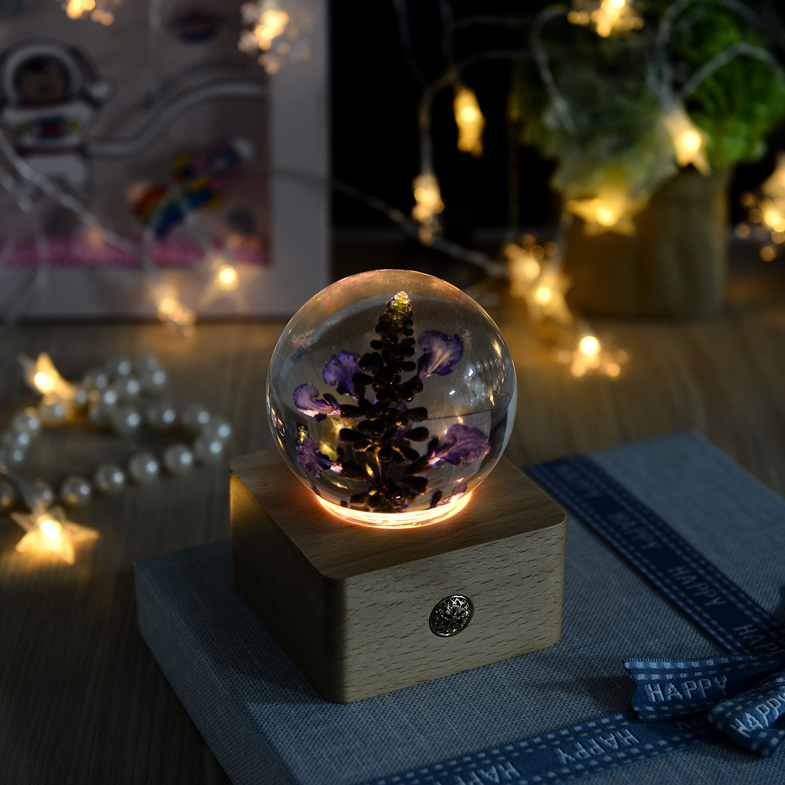 Forever Lavender Flowers in 3D Crystal Ball - Elegant Gift for Women, Girlfriend, Wife, Mom | Birthday, Anniversary, Wedding Present | Home Decor for Living Room, Bedroom, Office