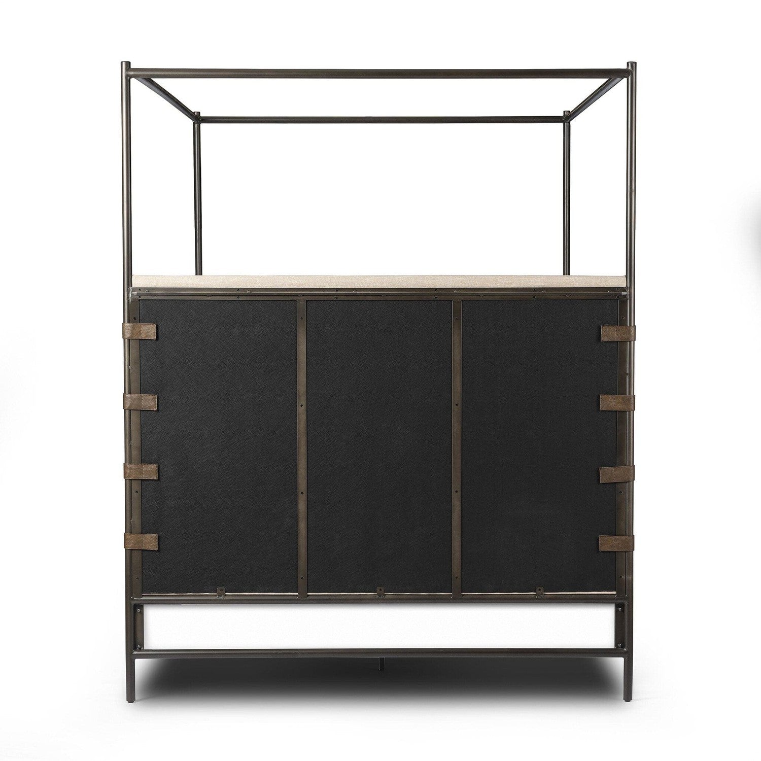 Anders Canopy Bed Frame - Queen Size, Palm Ecru Color - Perfect for Bedroom Decor & Boho Style