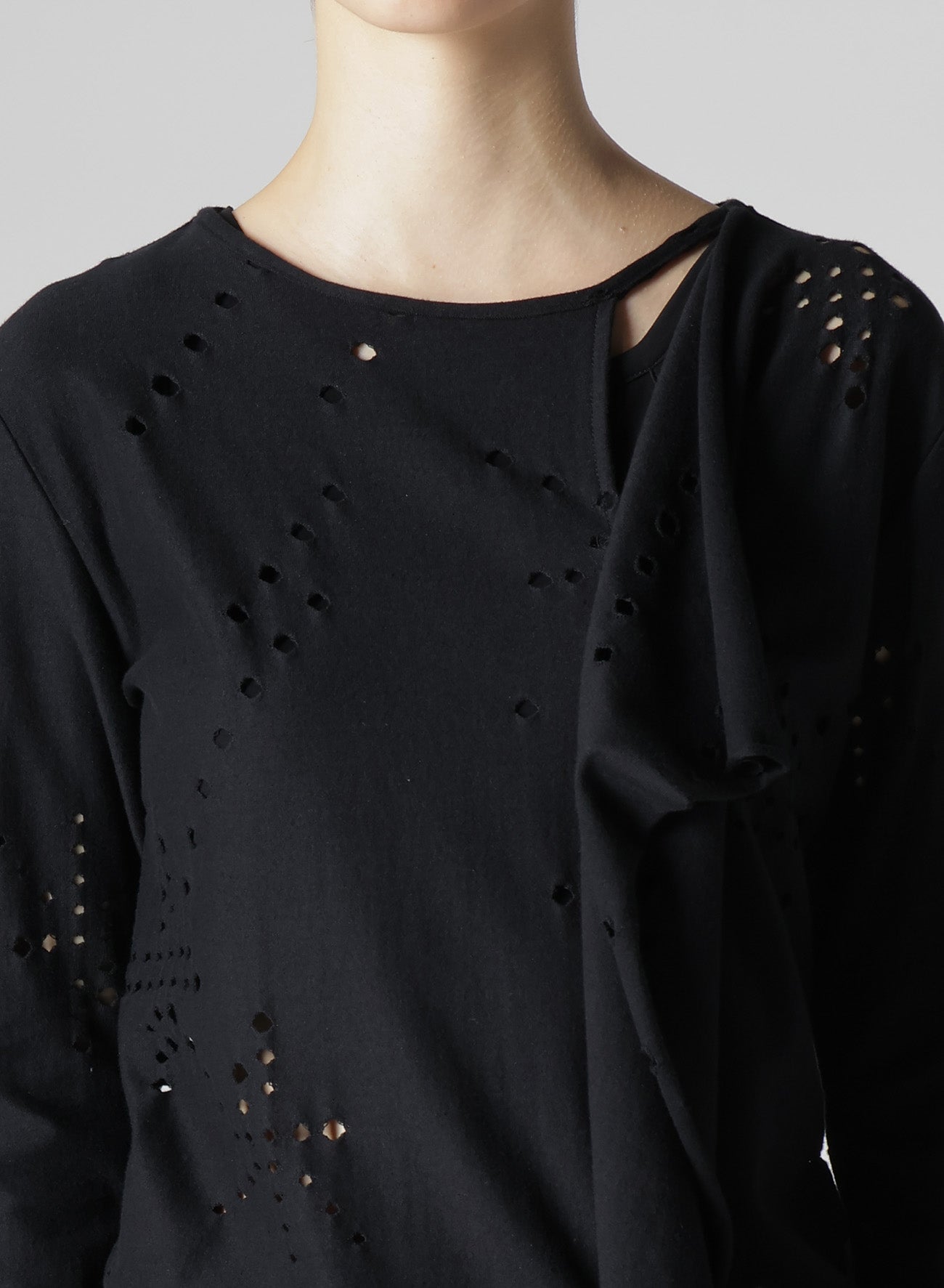 Breathable Cotton Jersey Long Sleeve T-Shirt with Unique Hole Design - Perfect for Casual Wear, Layering & Everyday Comfort