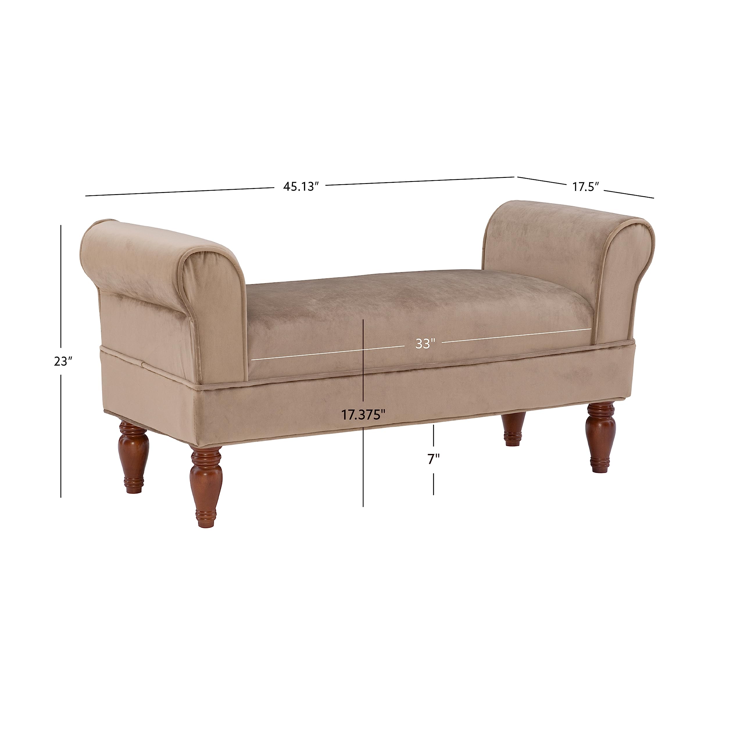 Linon Lillian Bench - Stylish Wooden Coffee Table Bench with Storage for Living Room, Bedroom & Entryway - Perfect for Small Spaces, Home Decor & Extra Seating