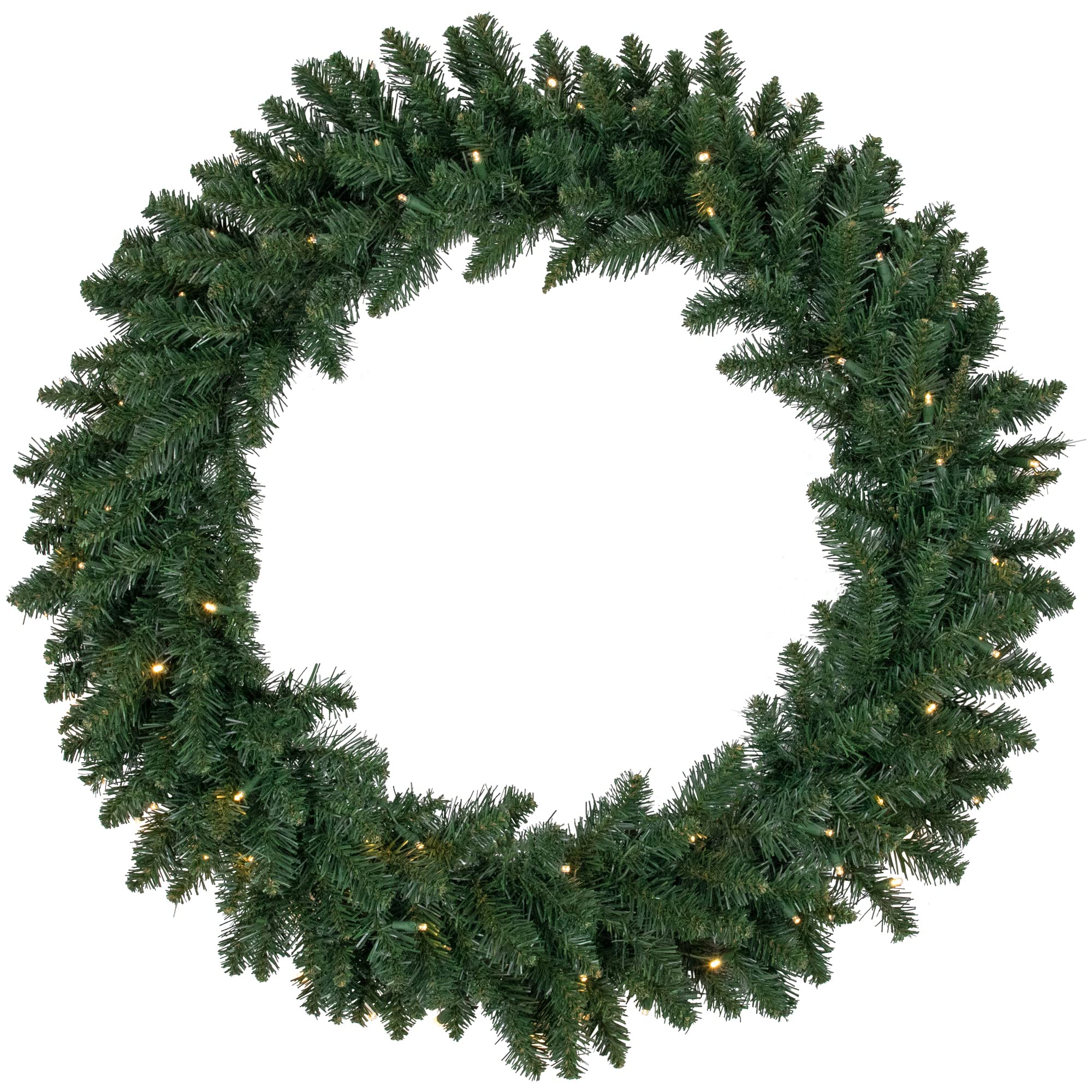 36-Inch Pre-Lit Buffalo Fir Artificial Christmas Wreath with Warm White LED Lights - Holiday Home Decor for Front Door, Fireplace & Wall