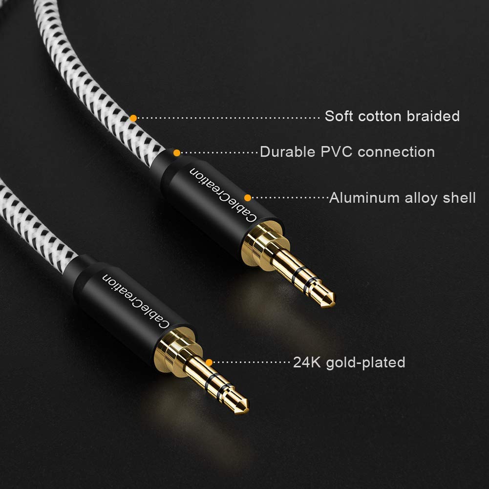 Premium 6Ft/1.8M Aux Cable with USB-C to 3.5mm Headphone Adapter & Fast Charger - 3-in-1 Audio Bundle for Car, Home Stereo, iPhone, Android & Gaming Headsets