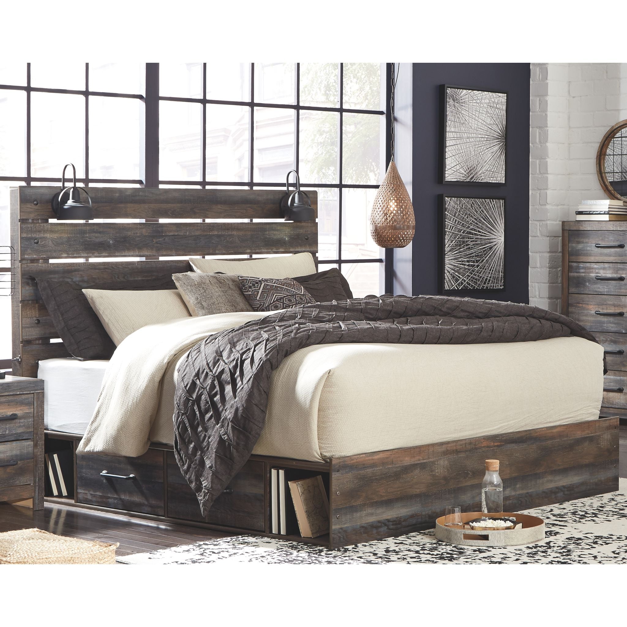 Drystan 5-Piece King Size Bedroom Set with Storage - Modern Bed Frame, Nightstands & Dresser - Perfect for Small Spaces & Master Bedrooms