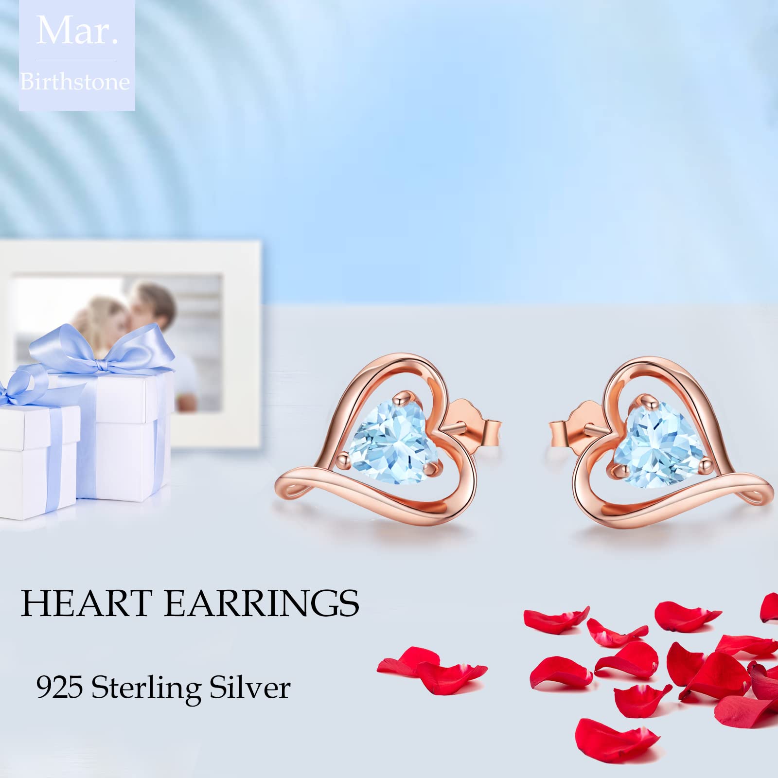 LAVUMO Hypoallergenic Heart Stud Earrings for Women - 14K Gold Plated, Silver & Rose Gold Cubic Zirconia Jewelry Set | Perfect Birthday, Anniversary Gift for Her | Elegant for Date Night, Wedding & Office Wear