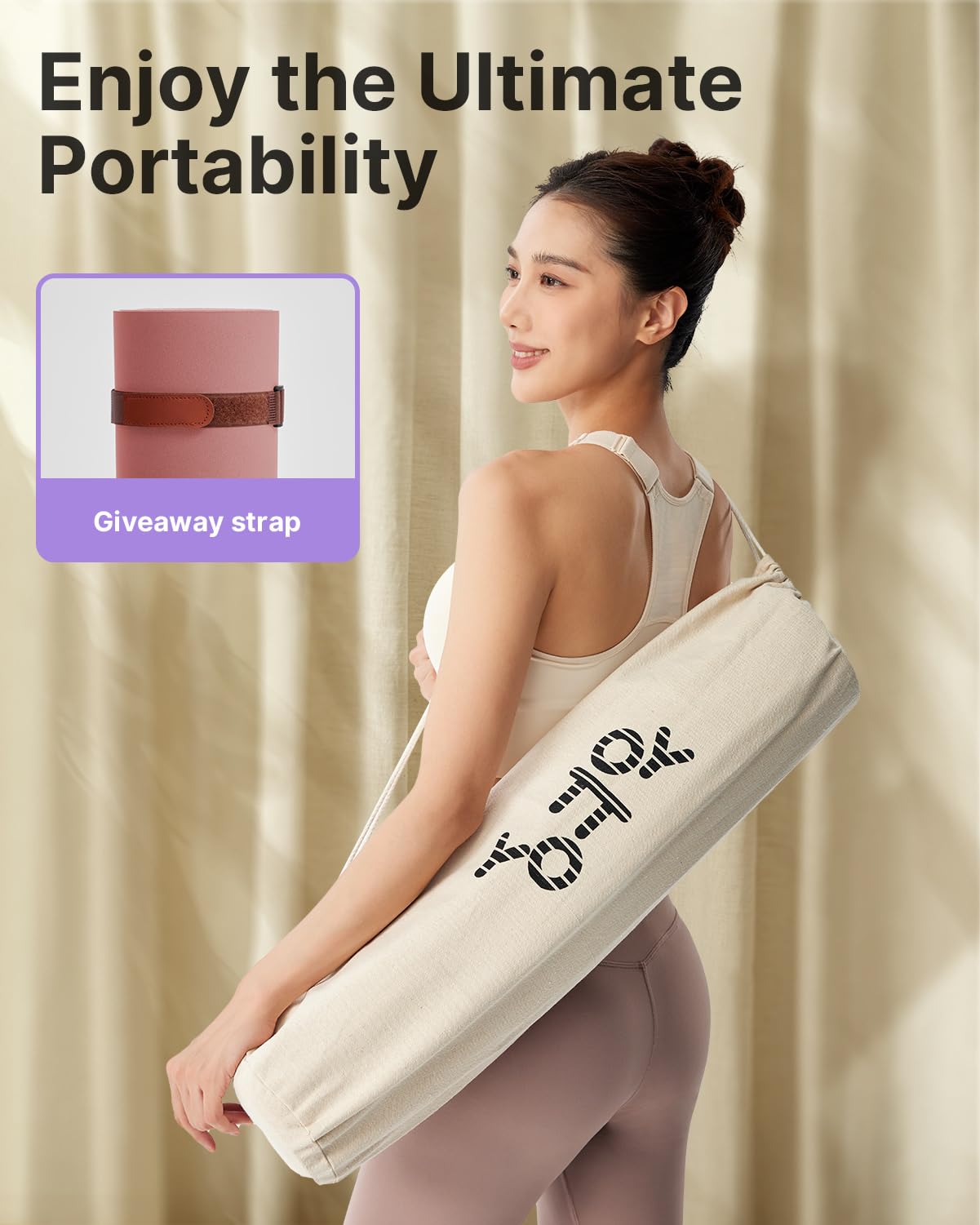 Premium Non-Slip Hot Yoga Mat with Anti-Tear Design | Eco-Friendly Natural Rubber Yoga Mat with Carrying Strap & Bag | Perfect for Home, Studio & Travel Workouts