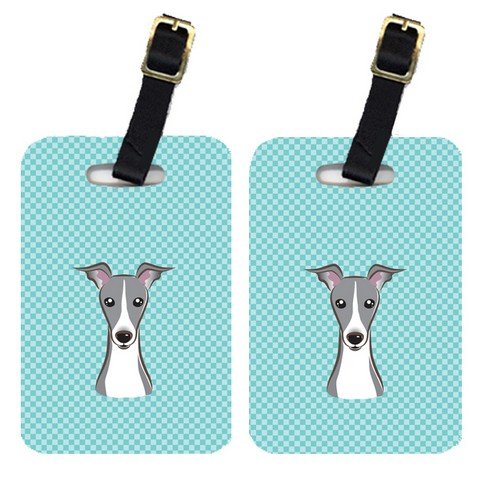 Carolines Treasures BB1174BT Blue Checkerboard Italian Greyhound Luggage Tags - Perfect for Pet Lovers Travel Accessories & Suitcase Identification