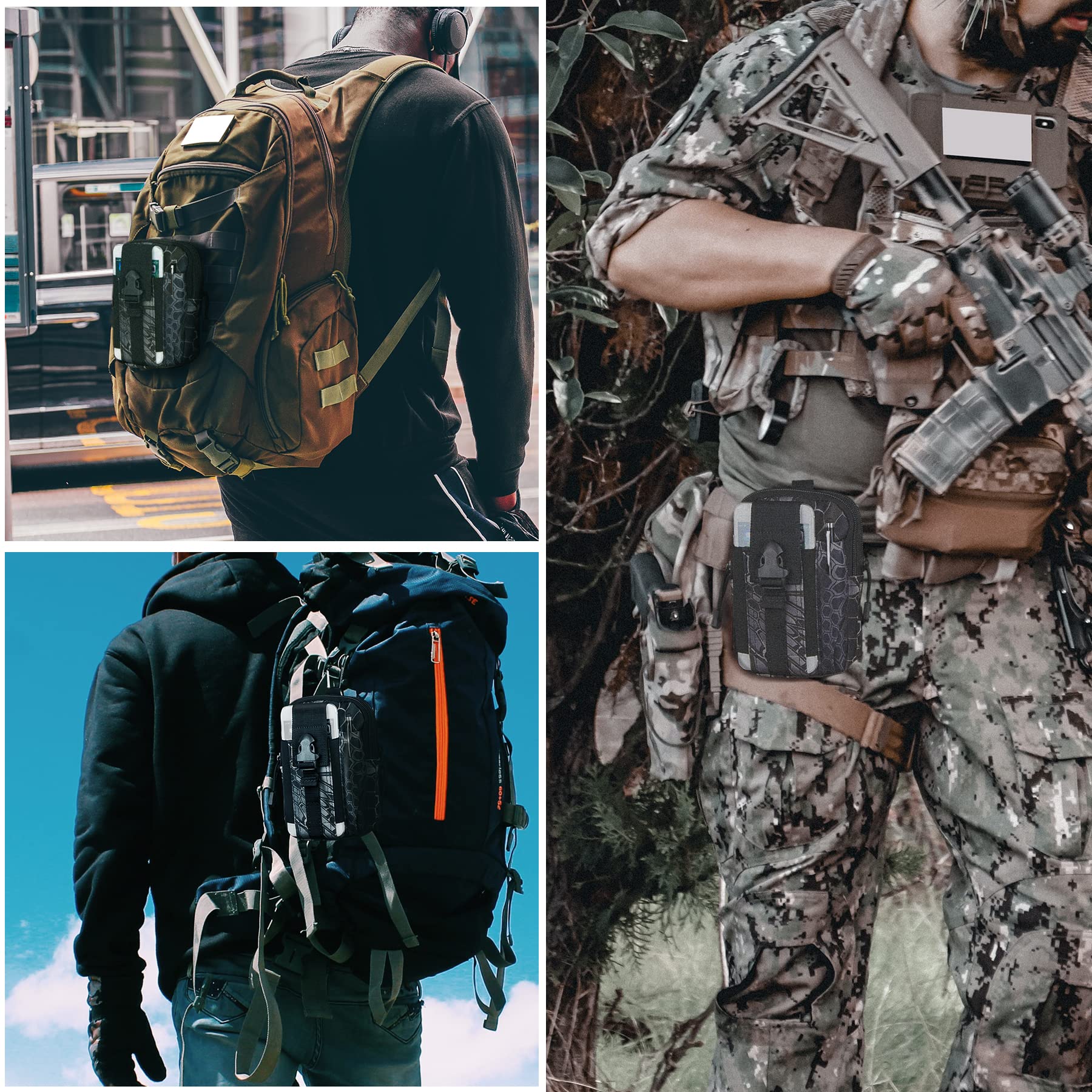 IronSeals Tactical MOLLE Pouch - Compact Utility Waist Bag & Phone Holster for iPhone 15 Pro Max/15 Pro/14 Plus/14 Pro Max/14/13 Pro Max/13 Pro/12 Pro Max/11 Pro Max (4.7