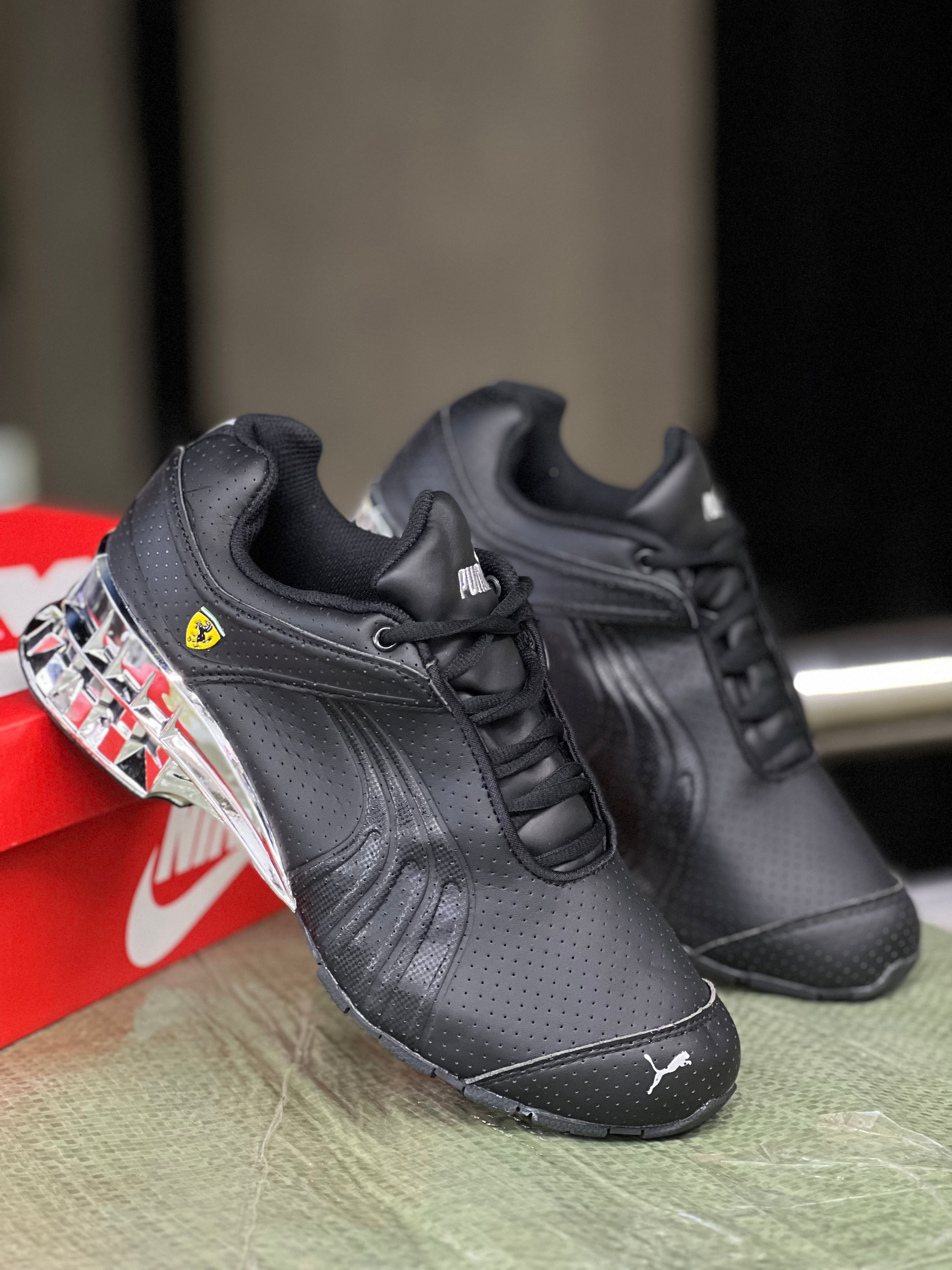 Puma x Ferrari Men's Running Shoes - Black/Silver Sneakers for Athletic Performance & Style | Perfect for Gym, Running & Casual Wear