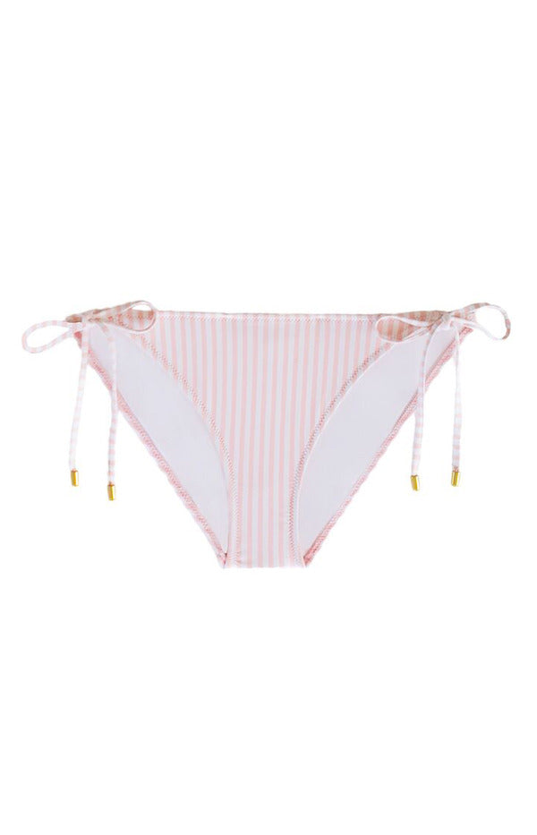 Pink and White Stripe String Bikini Bottom - Sexy Swimwear for Beach, Pool & Summer Vacations