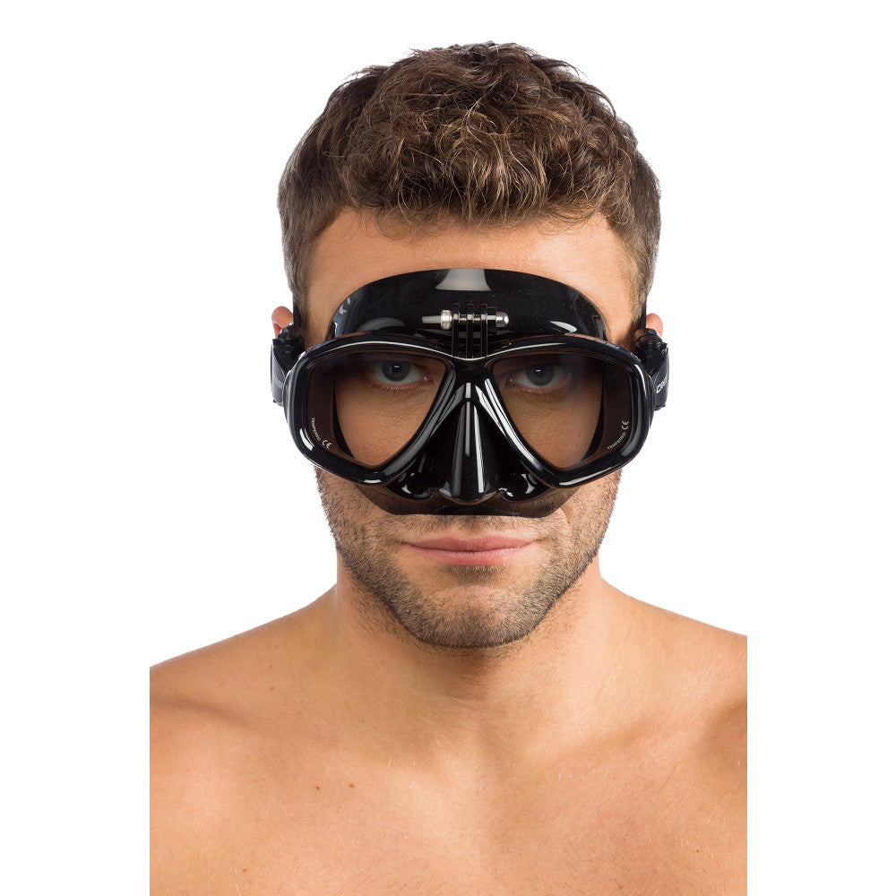 Cressi Action Black Snorkeling Mask - Comfortable & Durable Scuba Diving Gear for Men & Women - Perfect for Ocean Adventures, Pool Training & Water Sports