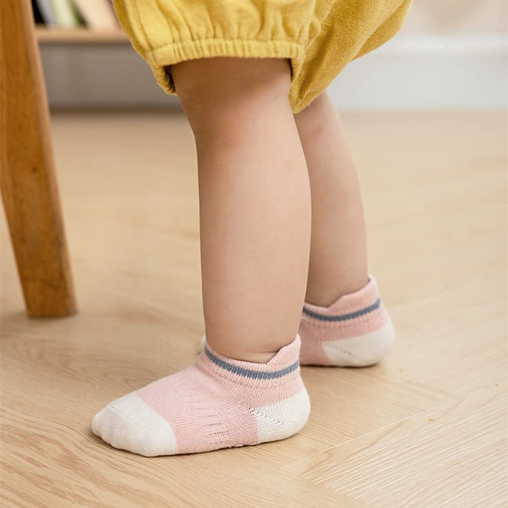 10 Pairs Non-Slip Baby Socks for Boys & Girls - Anti-Skid Toddler Socks with Grips, Unisex Ankle Socks for Infants - Perfect for Playtime, Daycare & Learning to Walk