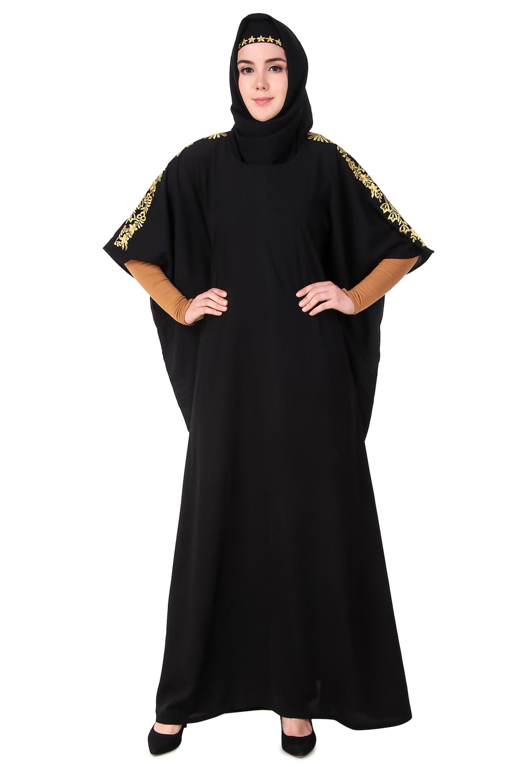 Embellished Floral Sleeve Kaftan Dress for Women - Boho Chic Beach Cover Up, Pool Party, Vacation & Summer Outfit