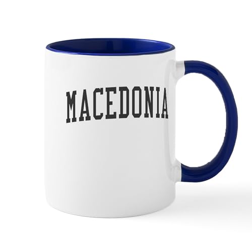 White/Navy Inside - Macedonia Black Mug