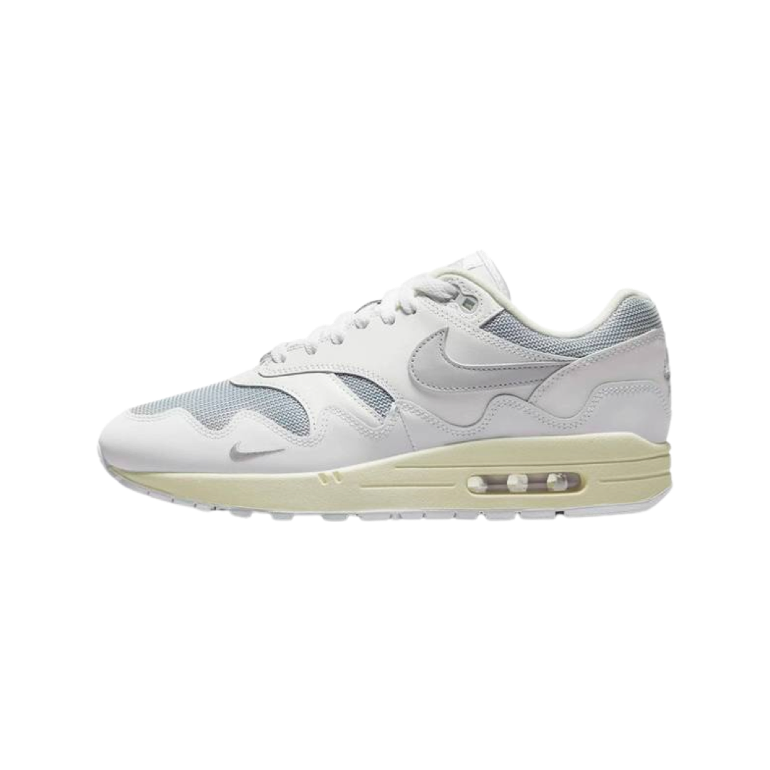Nike Air Max 1 Patta Wave White Pure Platinum Men's Running Shoes - Comfortable Athletic Sneakers for Jogging, Gym & Casual Wear