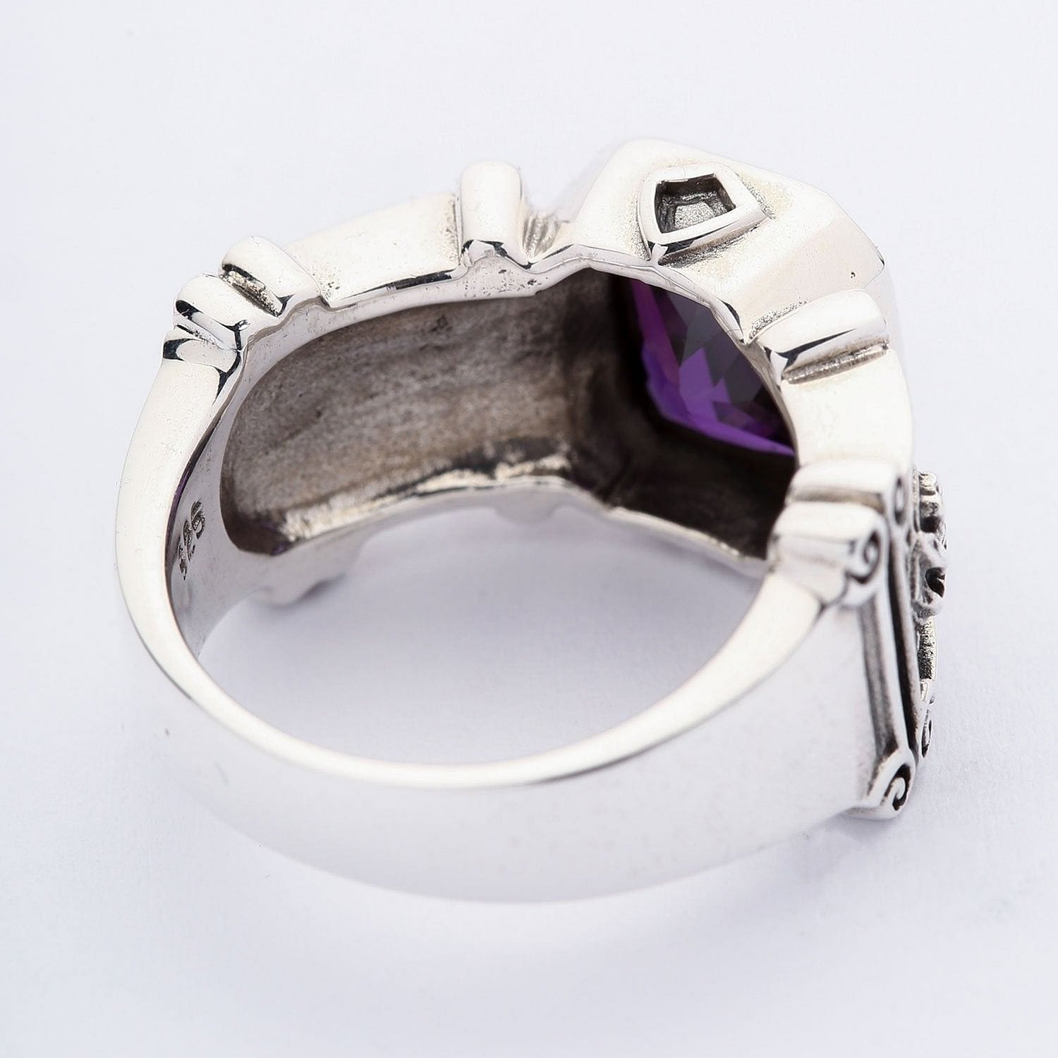 Amethyst Knight Sterling Silver Medieval Ring for Men – Handmade Vintage Gothic Jewelry, Perfect for Renaissance Fairs, LARP & Fantasy Costumes