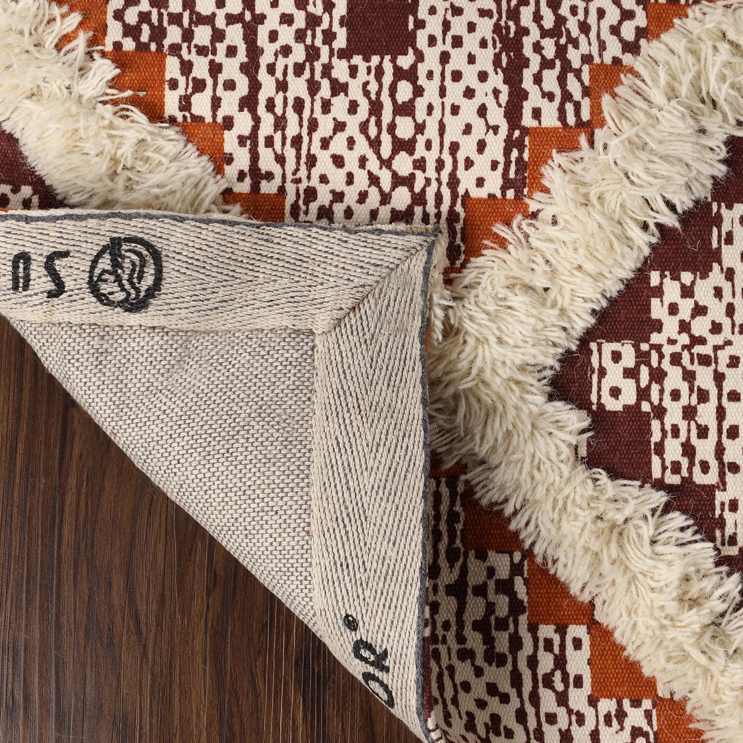 Premium Talluah Hand-Tufted Indoor Area Rug - 4' x 6' Apricot-Brick Red Printed Carpet for Bedroom & Living Room Decor | Soft Floor Mat for Home Aesthetics, Cozy Spaces & Modern Interior Design