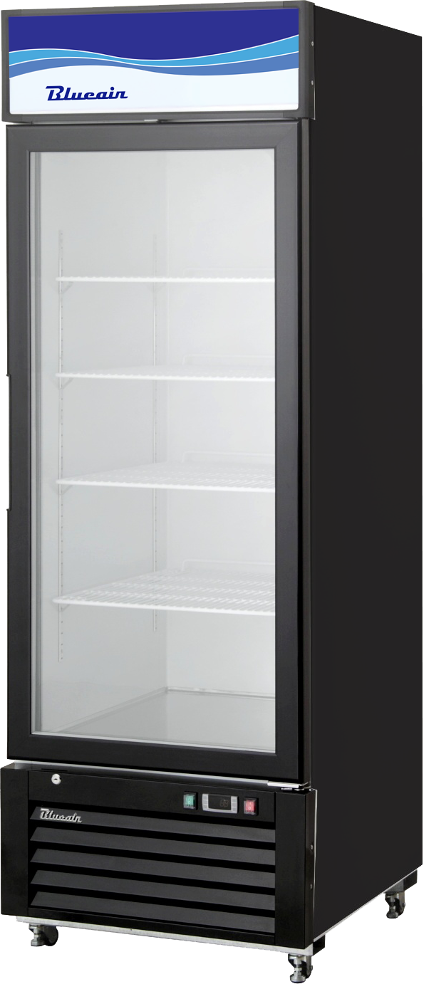 Blue Air BKGM23B HC 23 CuFt Commercial Refrigerator with Glass Door & R290 Refrigerant - Perfect for Restaurants, Cafes, and Grocery Stores