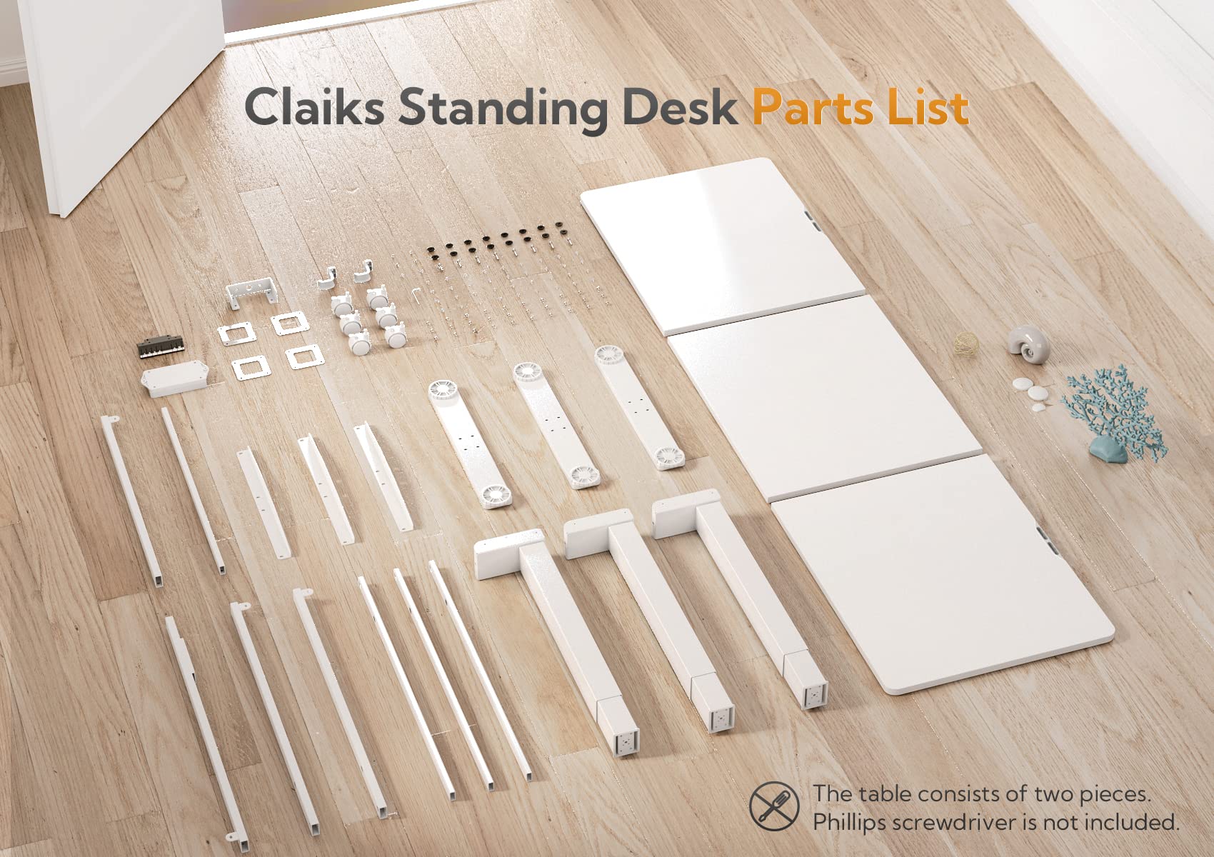 Ergonomic Triple Motor L-Shaped Standing Desk - 63 x 55 Inch Adjustable Height Corner Desk with Splice Board (White Frame/White Top) - Perfect for Home Office, Gaming Setup & Workspace Productivity