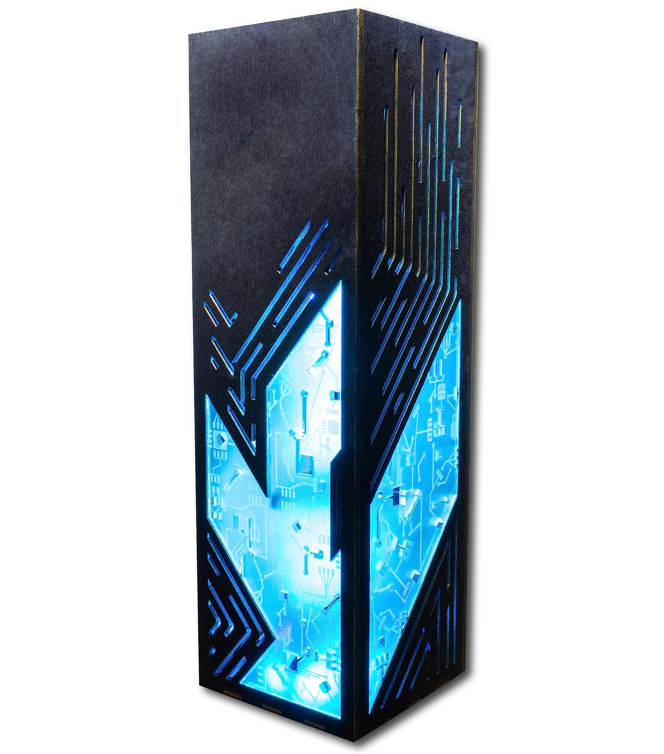 Futuristic RGB LED Desk Lamp - Sci-Fi Punk & Cyberpunk Style Handmade Night Light for Gaming, Office & Home Decor | Modern Contemporary Lighting with Inclined Lines