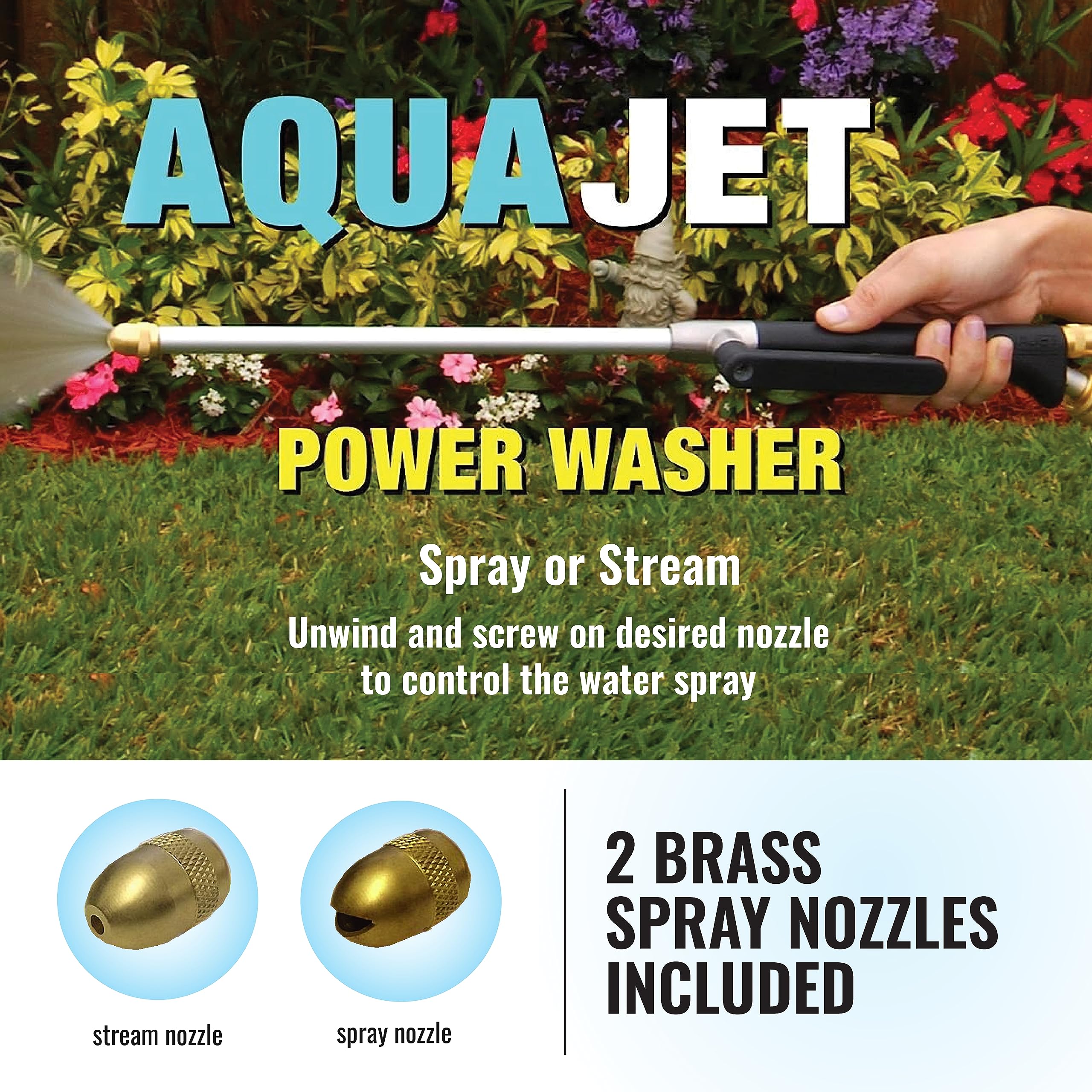 WaterJet Xhose Aqua Water Jet Power Washer - High Pressure Garden Hose Nozzle for Car Washing, Patio Cleaning, and Outdoor Use | Perfect for Home, Garage, and RV Cleaning