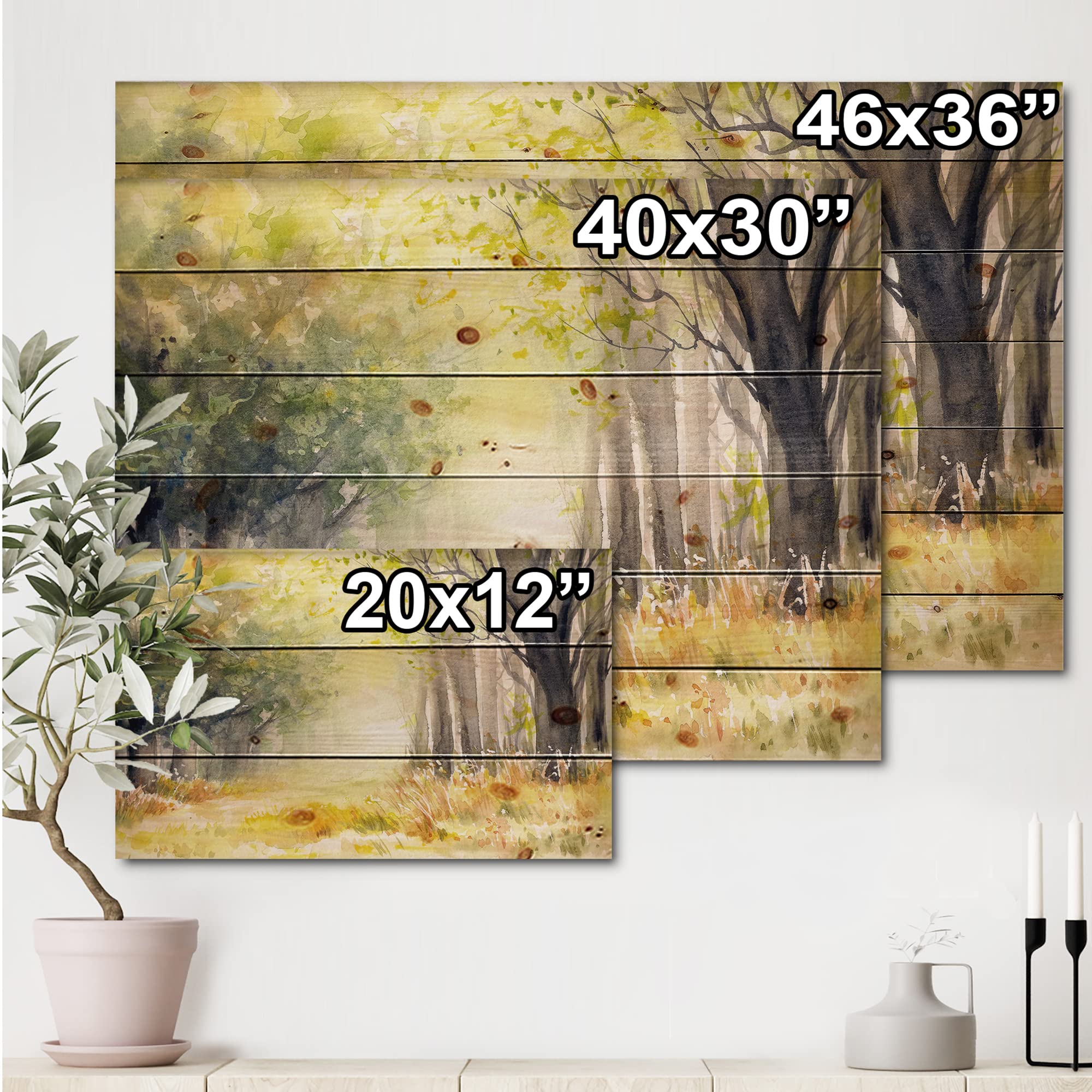 Traditional Wood Wall Decor - Bright Sunshine Through The Forest Trees IV, Green Landscape Wood Wall Art, Large Pine Wood Wall Panels for Living Room & Bedroom Decor