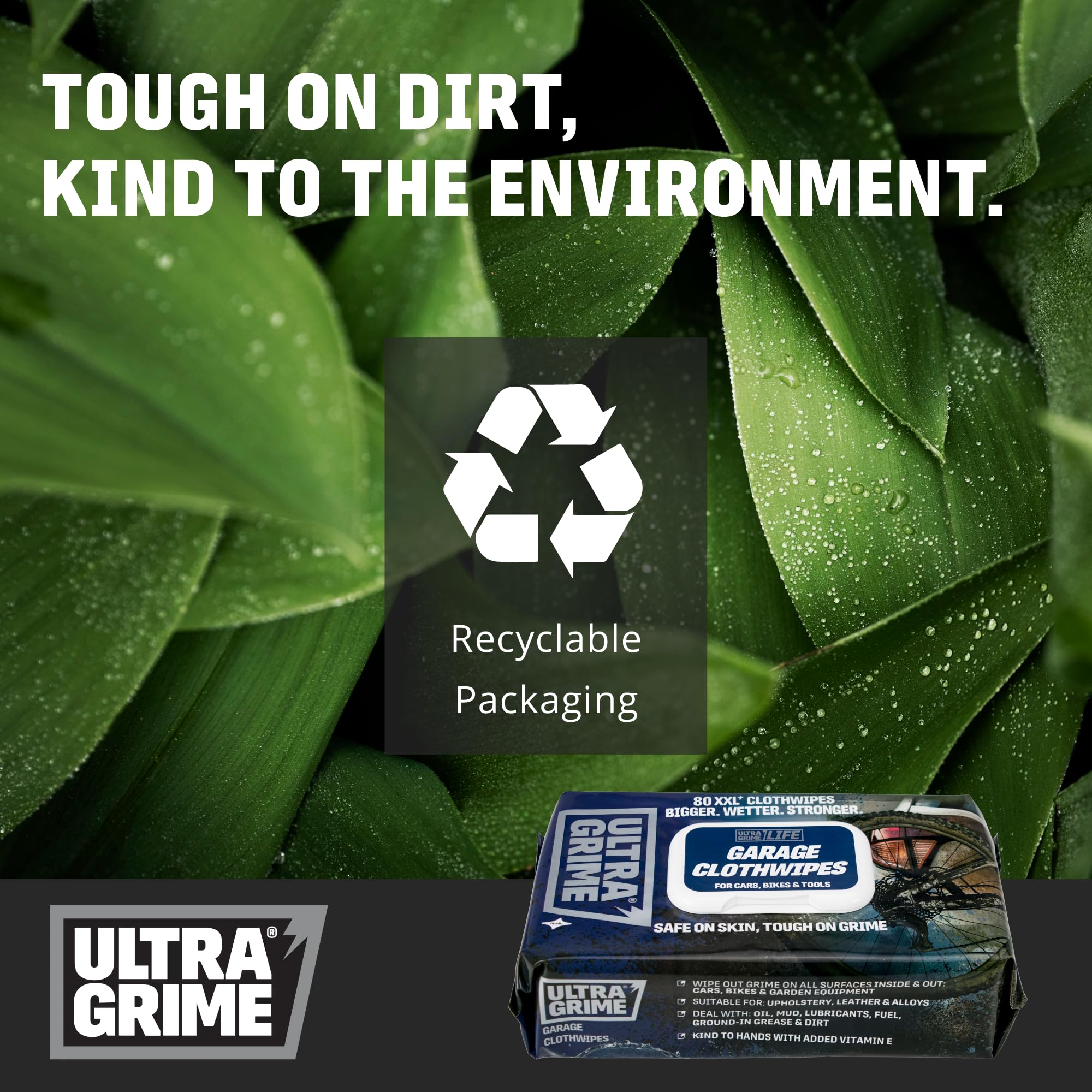 UltraGrime XXL Heavy Duty Cleaning Wipes - 80 Extra Thick Multi-Purpose Wipes for Garage, Bike, Car Dashboard & Leather Cleaning | Ideal for Auto Detailing, Workshop & Home Use