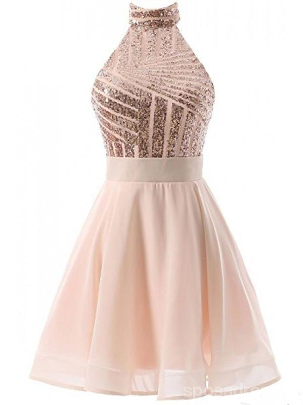 Sparkly Sequin Halter Short Prom Dress for Homecoming, Sweet 16, Party | Affordable Formal Dresses | Style CM378 | Perfect for Dances, Pageants & Special Occasions