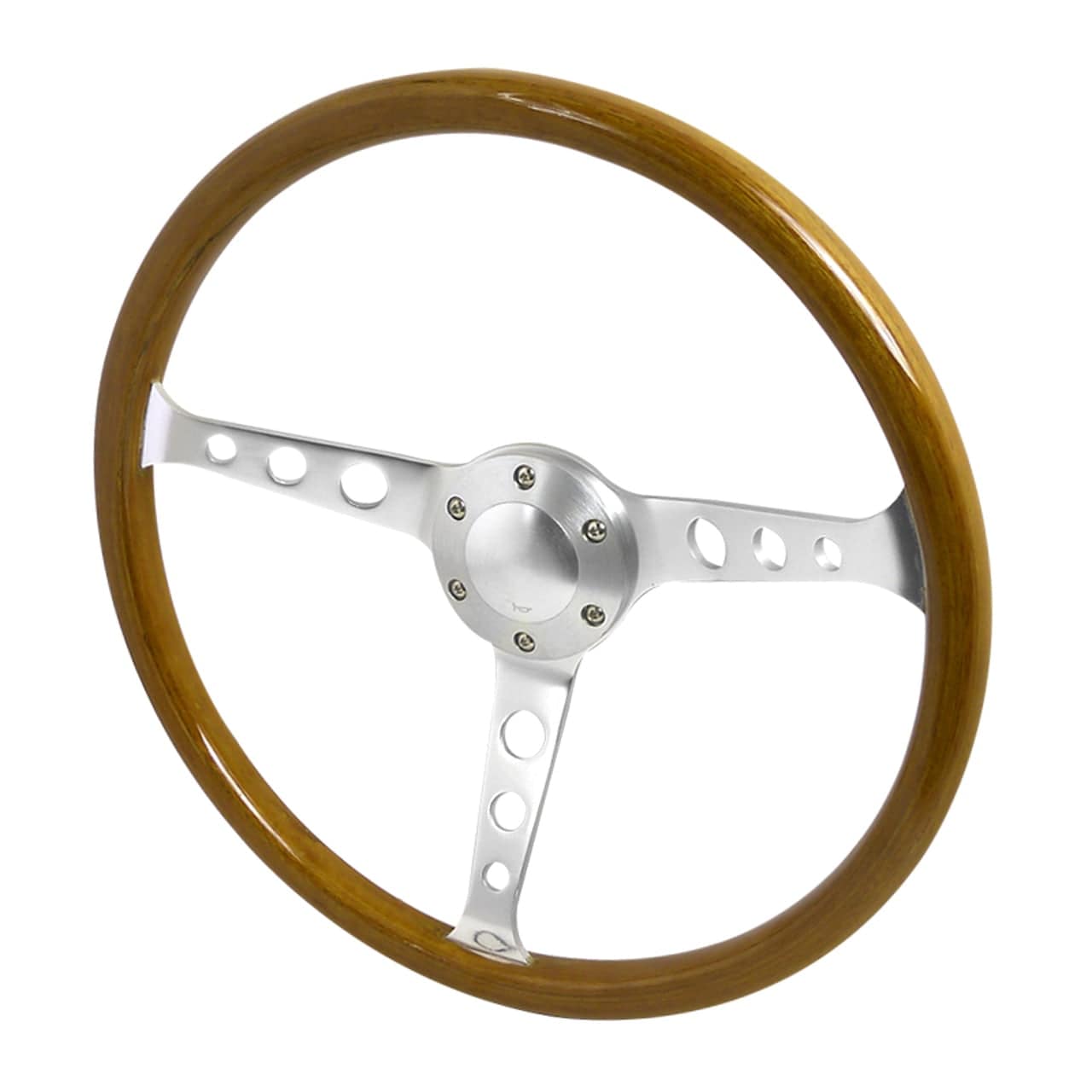 370mm Wood Grain Deep Dish Aluminum 3-Spoke Steering Wheel - Wood/Plastic Design for Classic Car Restoration & Racing Simulator Setup