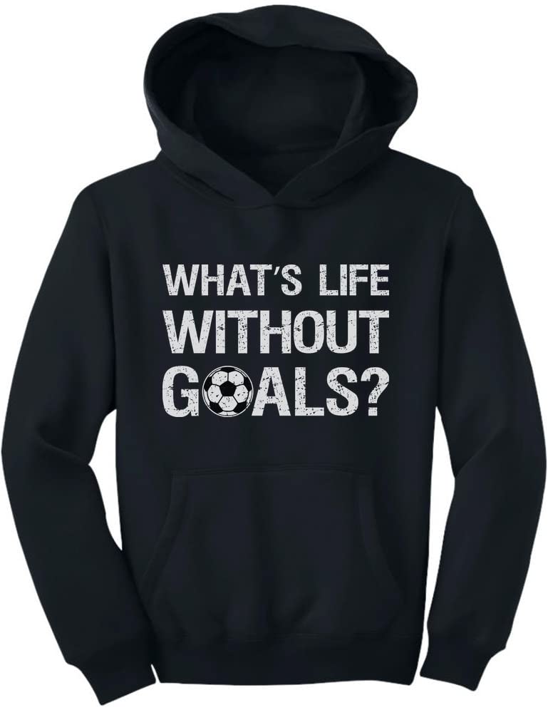 Motivational 'What's Life Without Goals' Hoodie for Boys & Girls - Soccer Player Youth Kids Sweatshirt - Perfect for Sports, School & Casual Wear