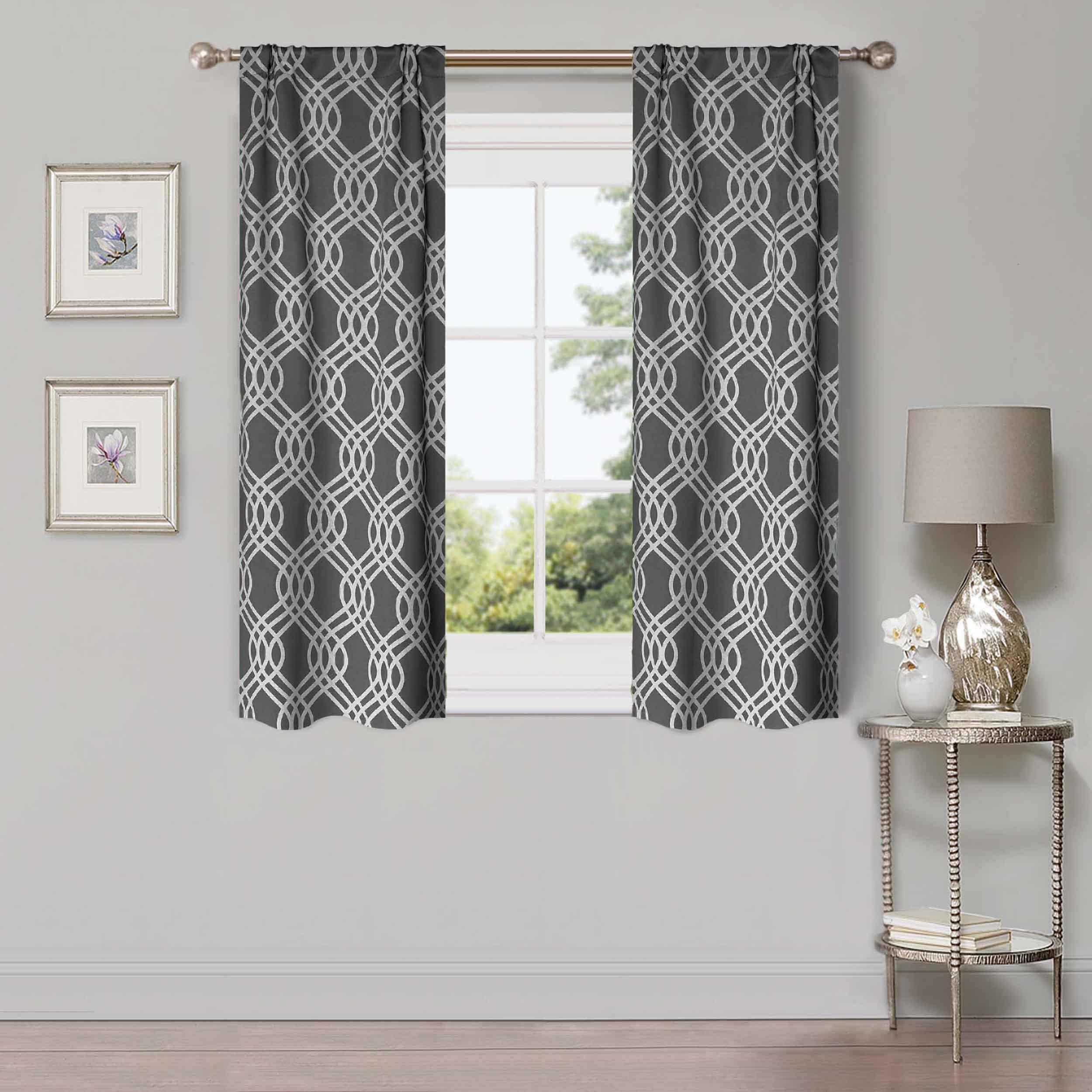Washable Blackout Curtains with Ribbon Trellis Design - Room Darkening Window Treatment for Bedroom & Living Room - Thermal Insulated Drapes for Better Sleep and Energy Efficiency