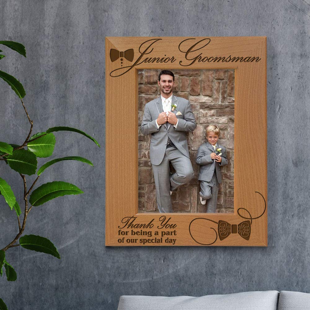 KATE POSH Junior Groomsman Thank You Gift - 4x6 Vertical Picture Frame for Wedding Party - Perfect for Groomsmen Appreciation & Special Day Memories