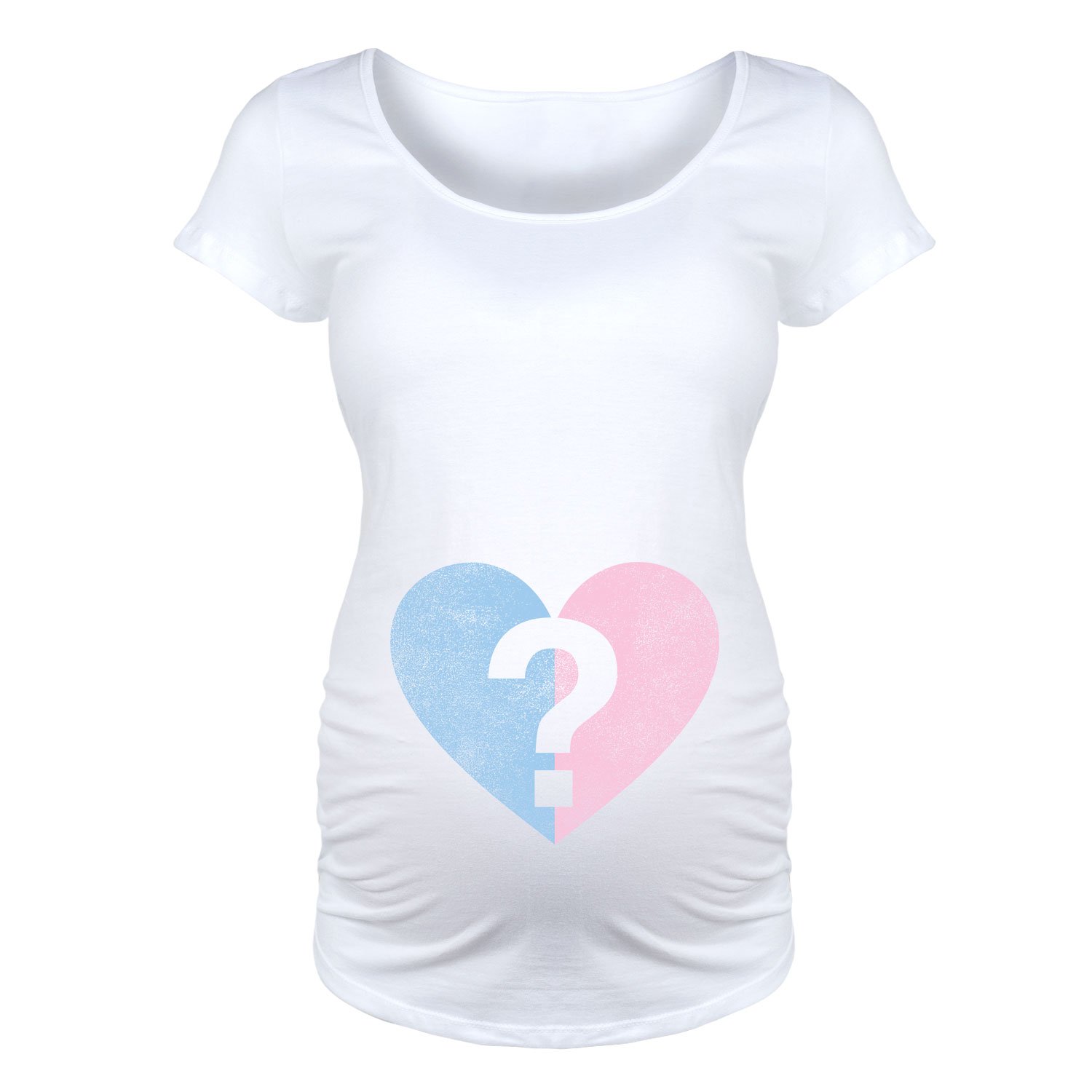 Bloom Maternity - Gender Reveal Heart Pregnancy Scoop Neck T-Shirt for Women - Comfortable Maternity Top for Baby Shower, Announcement Photos & Everyday Wear