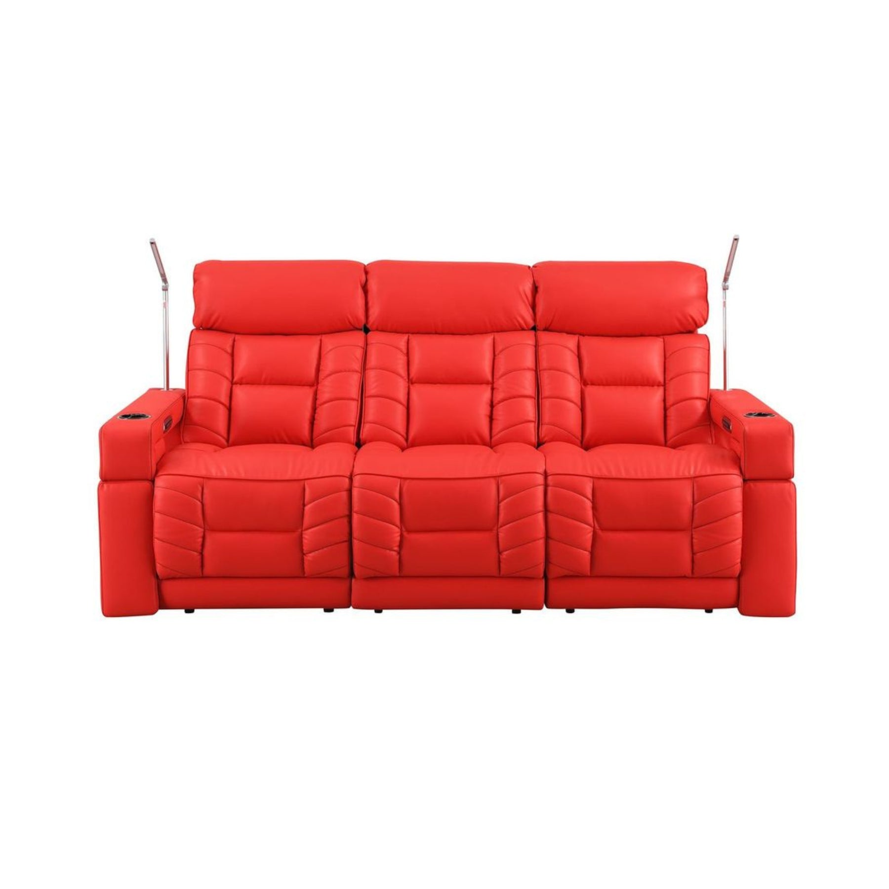 RowOne Triple Recliners - 3-Seater Power Reclining Sofa with USB Chargers, Cup Holders & Lumbar Support | Perfect for Living Room, Home Theater & Family Movie Nights