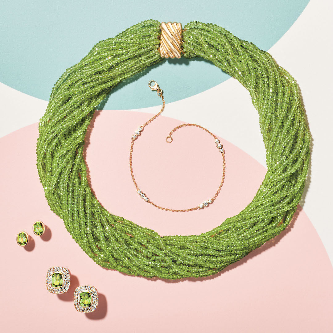 Peridot 20 Strand Twist Necklace - Elegant Green Gemstone Jewelry for Women | Perfect for Weddings, Parties & Special Occasions