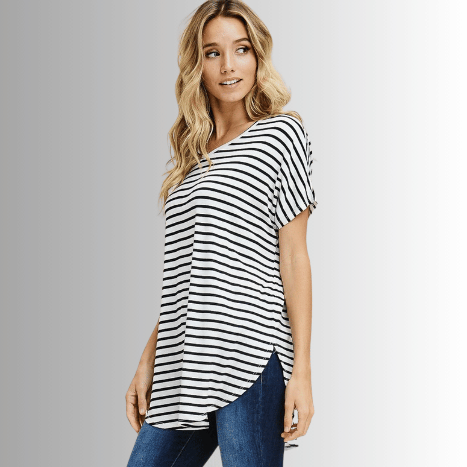 Kinsley Women's Striped Casual Tunic Tee - Soft Comfortable Blouse for Everyday Wear, Work & Weekend Outfits