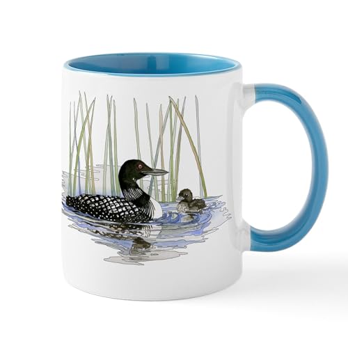 White/Blue Inside - Loon And Baby Mug