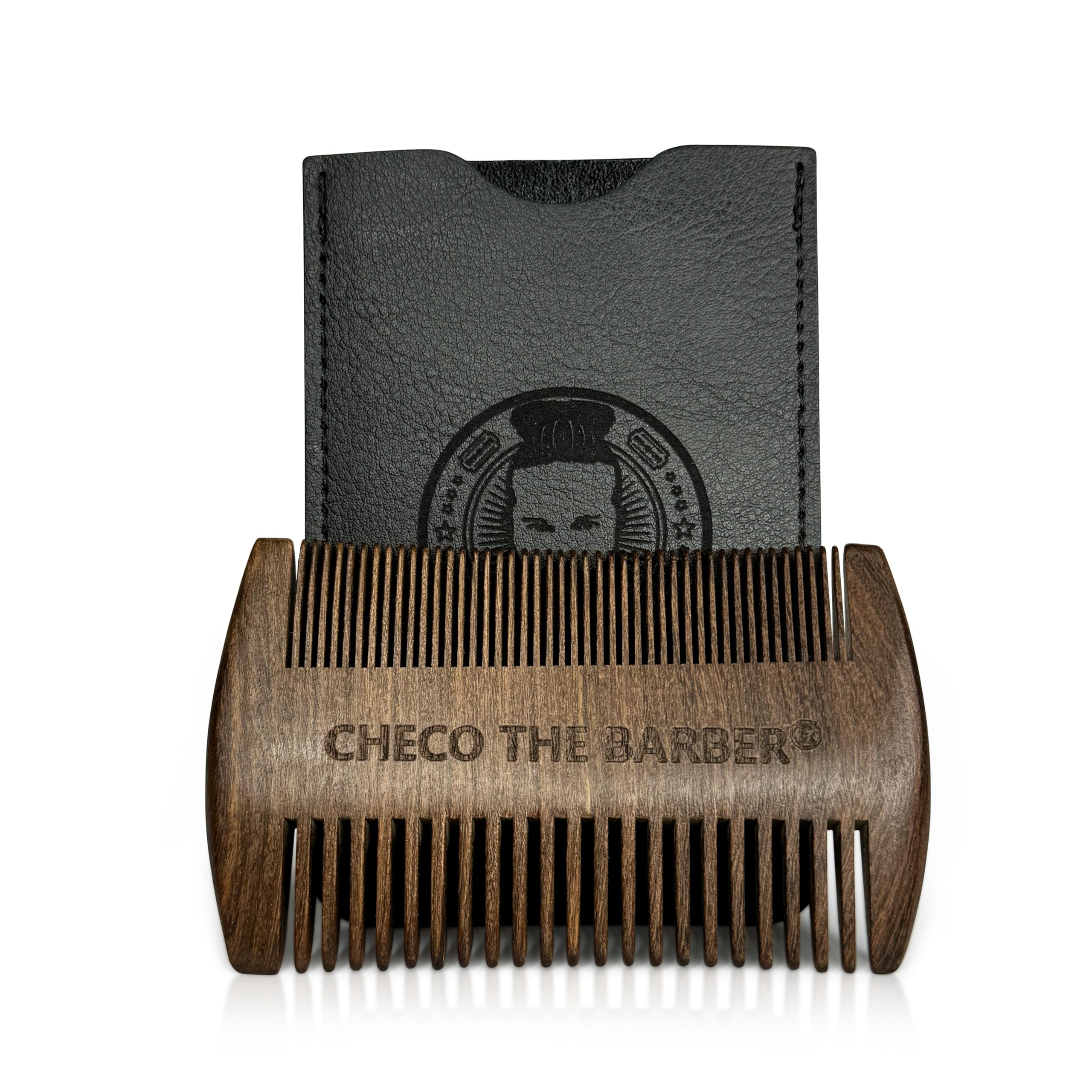 Premium Sandalwood Beard Comb for Men - Handmade Natural Wood Dual Action Fine & Coarse Teeth Comb - Perfect for Beard Balms, Oils & Grooming - Ideal for Home, Travel & Salon Use