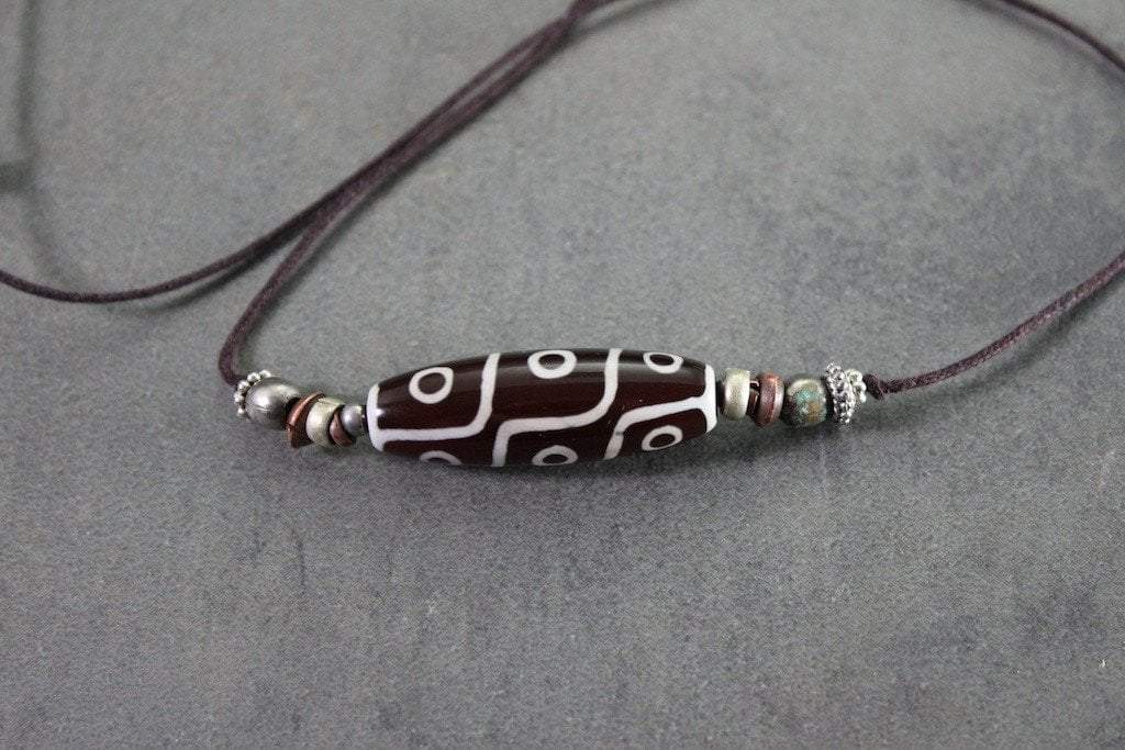 9 Eye Dzi Bead Necklace - Tibetan Buddhist Protection Amulet for Men & Women | Spiritual Jewelry for Meditation, Healing & Good Luck