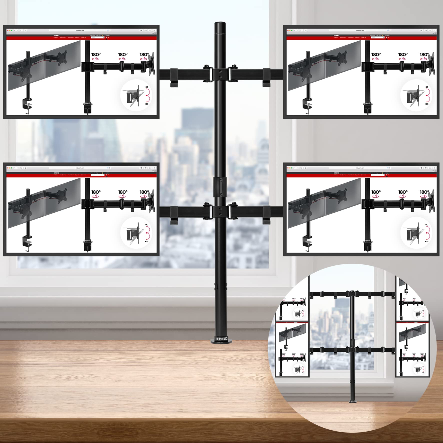 Duronic DMT154 Quad Monitor Mount for 4 Screens 13-27