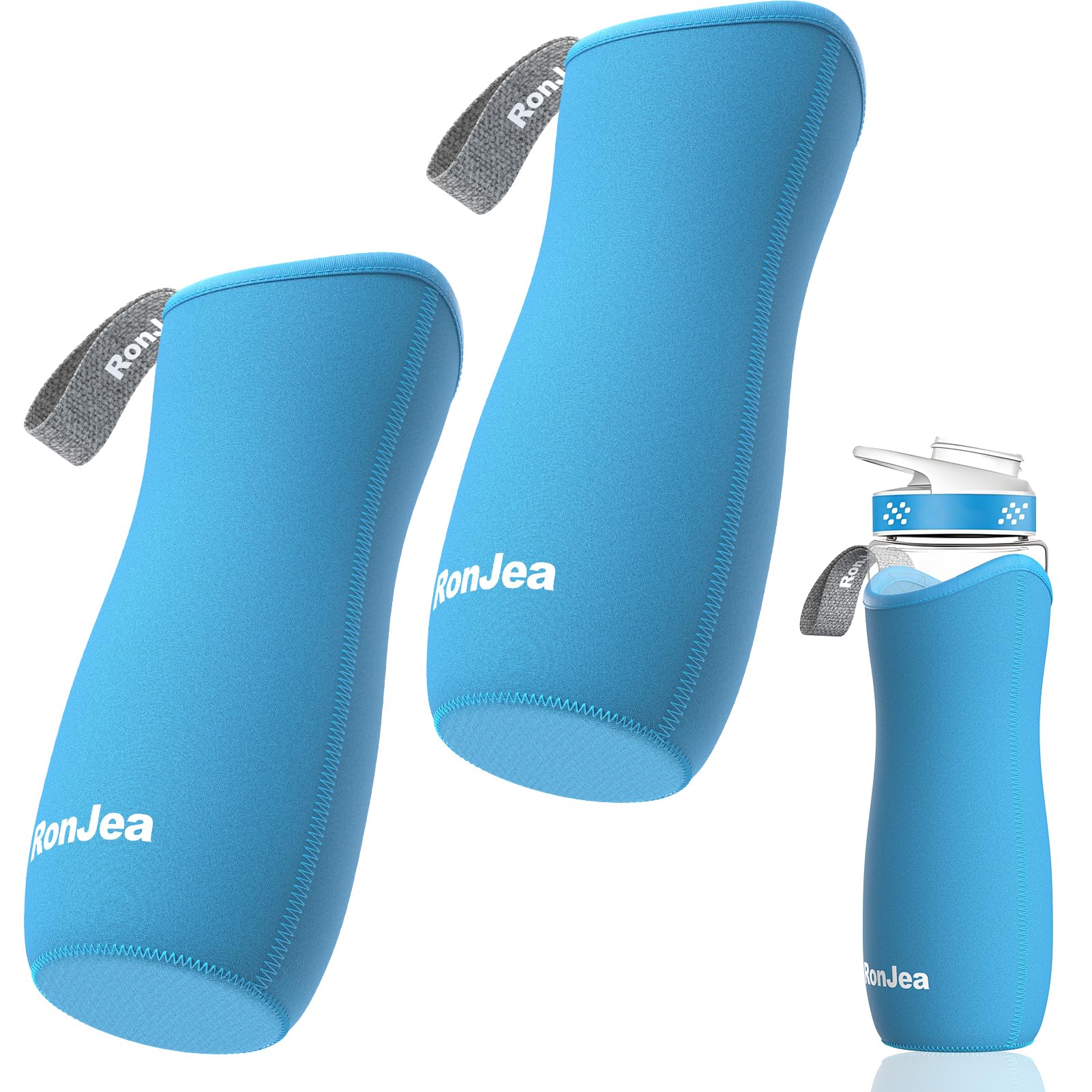 2Pcs Neoprene Sleeve for 22oz Cirkul Water Bottle - Insulated Water Bottle Cover to Keep Drinks Cold & Protect Bottle - Fits 22oz Plastic & Stainless Steel Cirkul Bottles (Blue) - Perfect for Gym, Hiking, Travel & Office Use