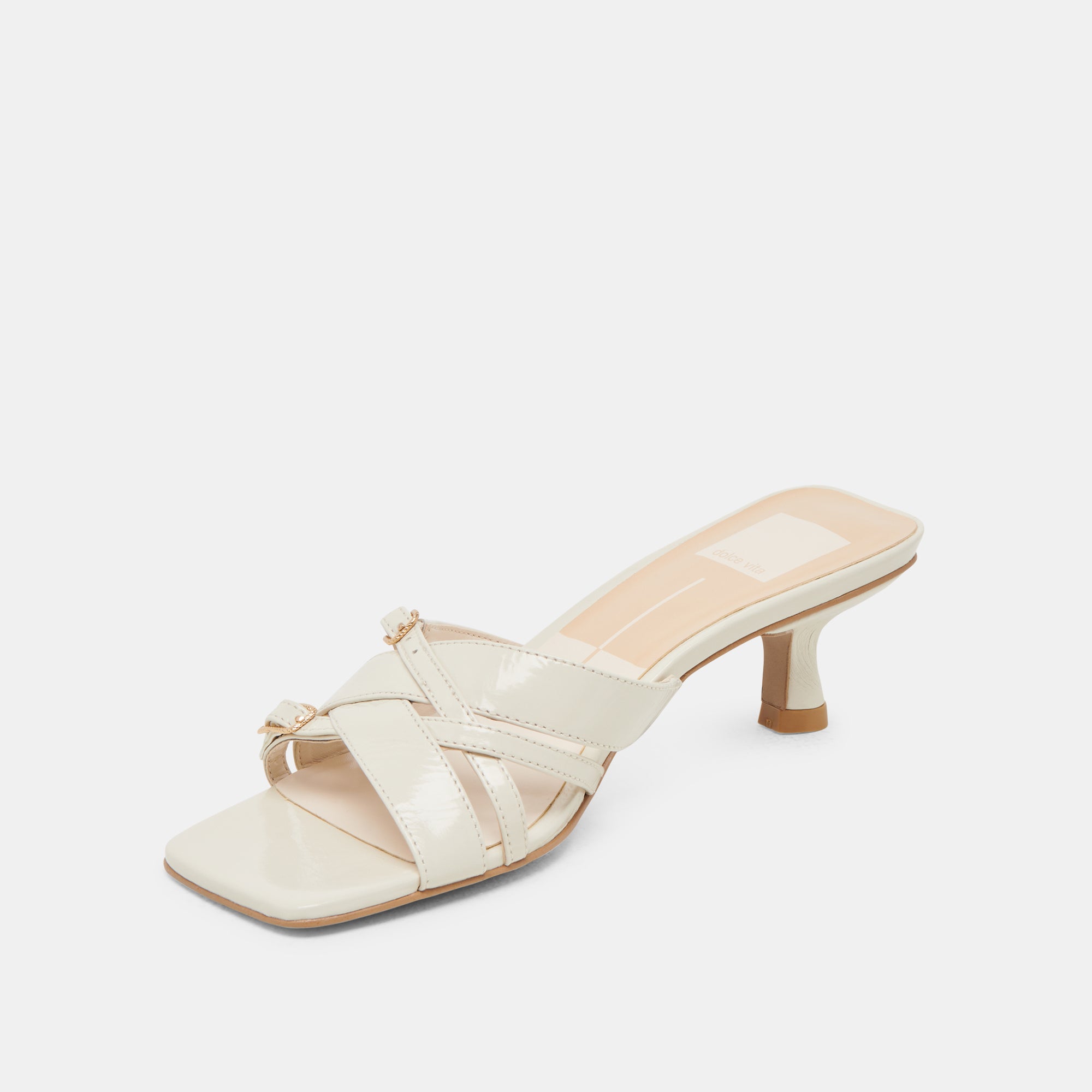 BRYANT Women's Ivory Crinkle Patent Leather High Heels - Elegant Dress Pumps for Weddings, Parties & Office Wear