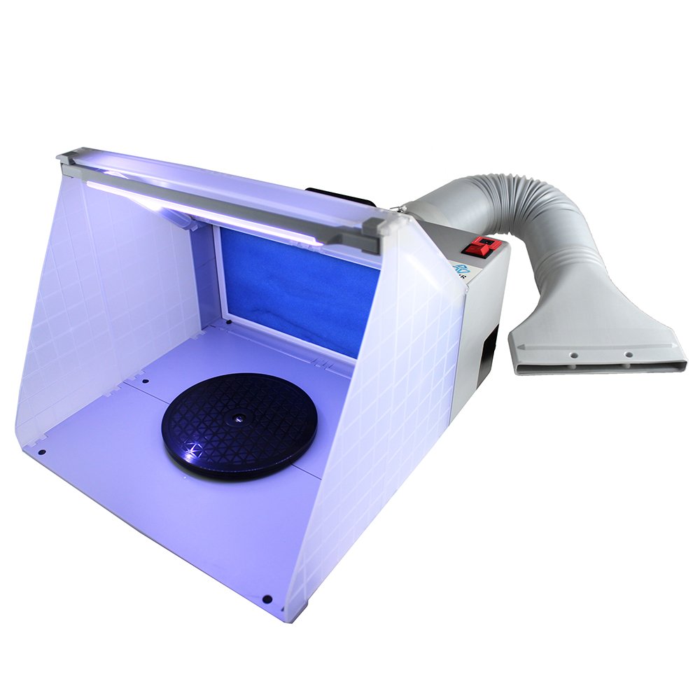 OPHIR Portable Hobby Airbrush Spray Booth with LED Light & Turntable - 5.6ft Hose, Exhaust Filter System for Art, Crafts, Model Painting, Cake Decorating, Nail Art & T-Shirt Design | Perfect for Home Studios & DIY Projects