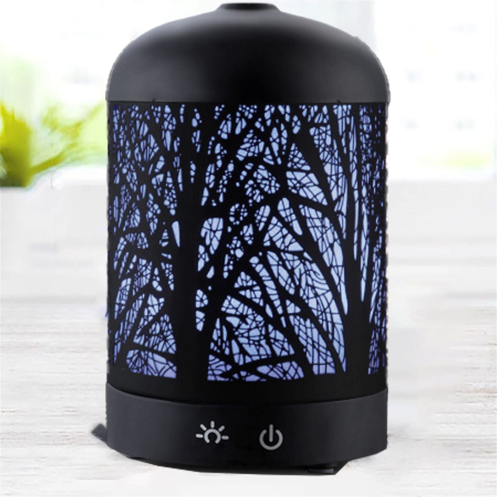 DEVANTI 160ml Aroma Diffuser with LED Night Light - Essential Oil Humidifier for Aromatherapy, Black Forest Design - Perfect for Bedroom, Office & Yoga Relaxation